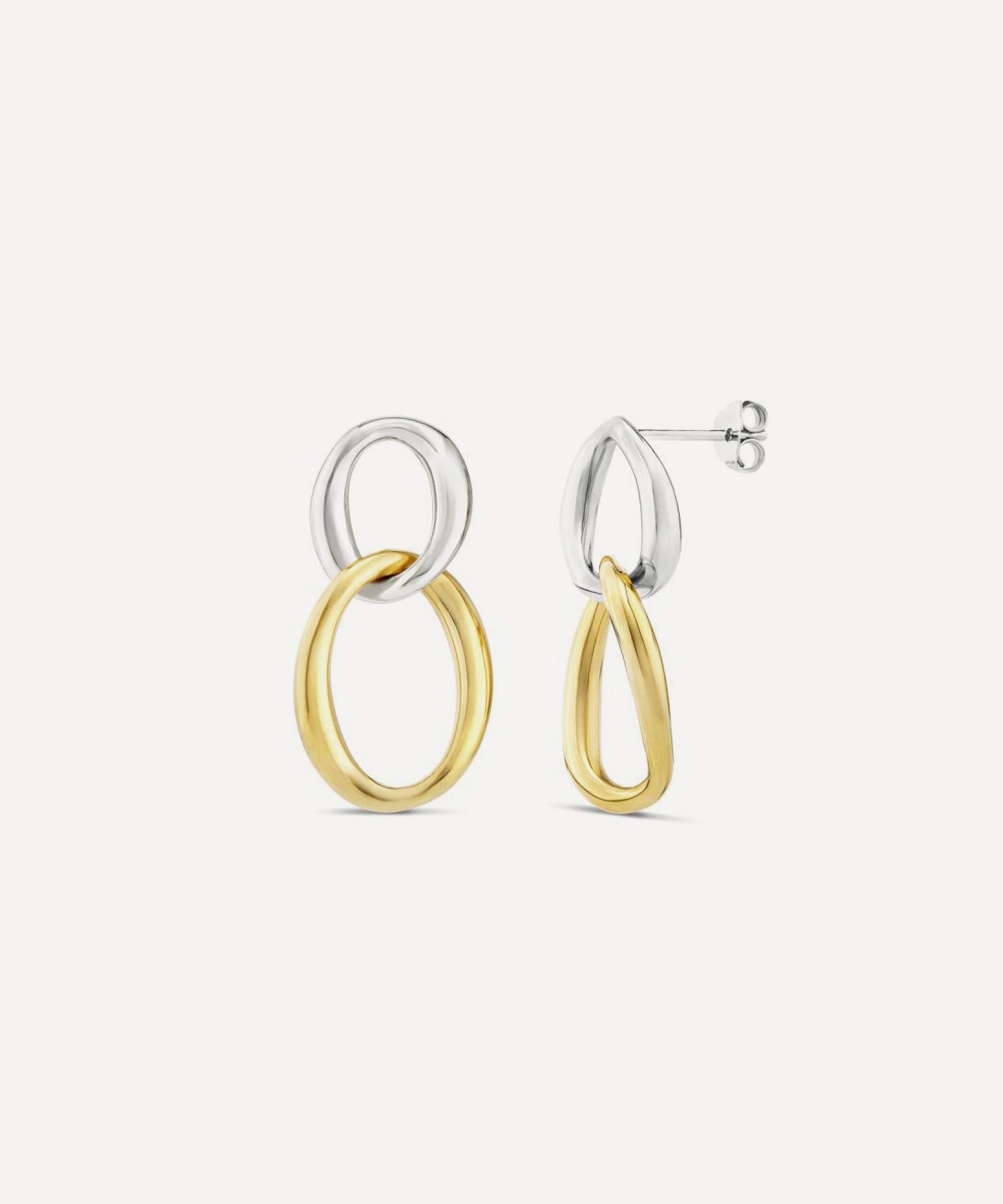 Dinny Hall - Mixed Metal Wave Double Hoop Earrings image number 2