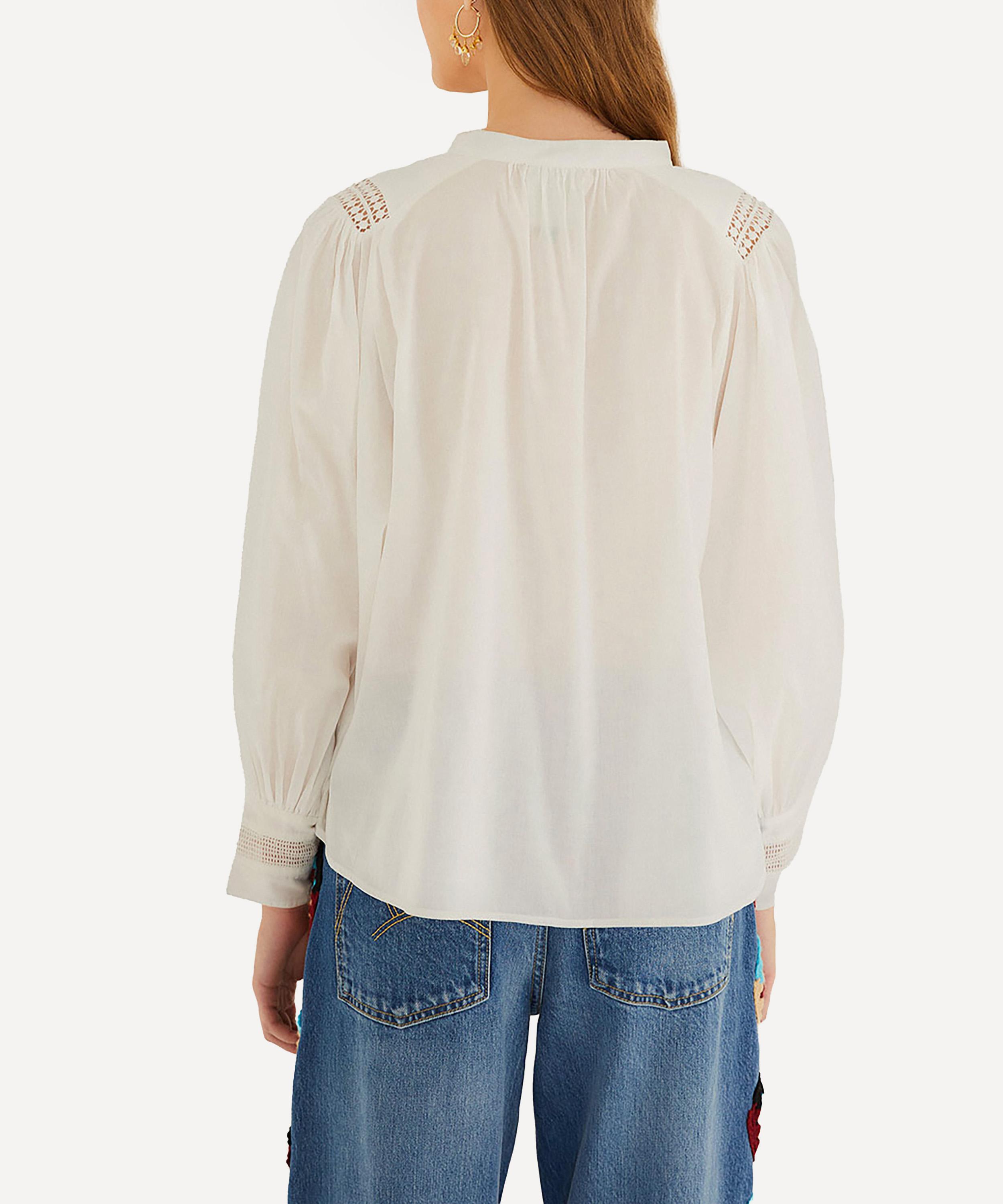 FARM Rio - Off-White Long-Sleeve Buttoned Lace Blouse image number 1