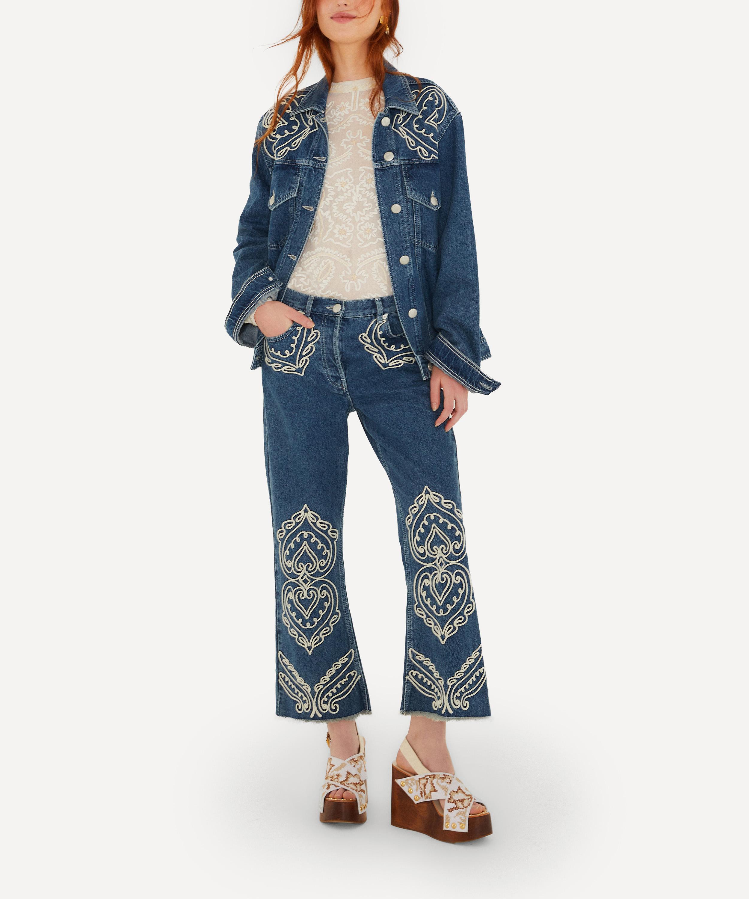 FARM Rio - Denim Cornely Embroidered Cropped Jeans image number 0