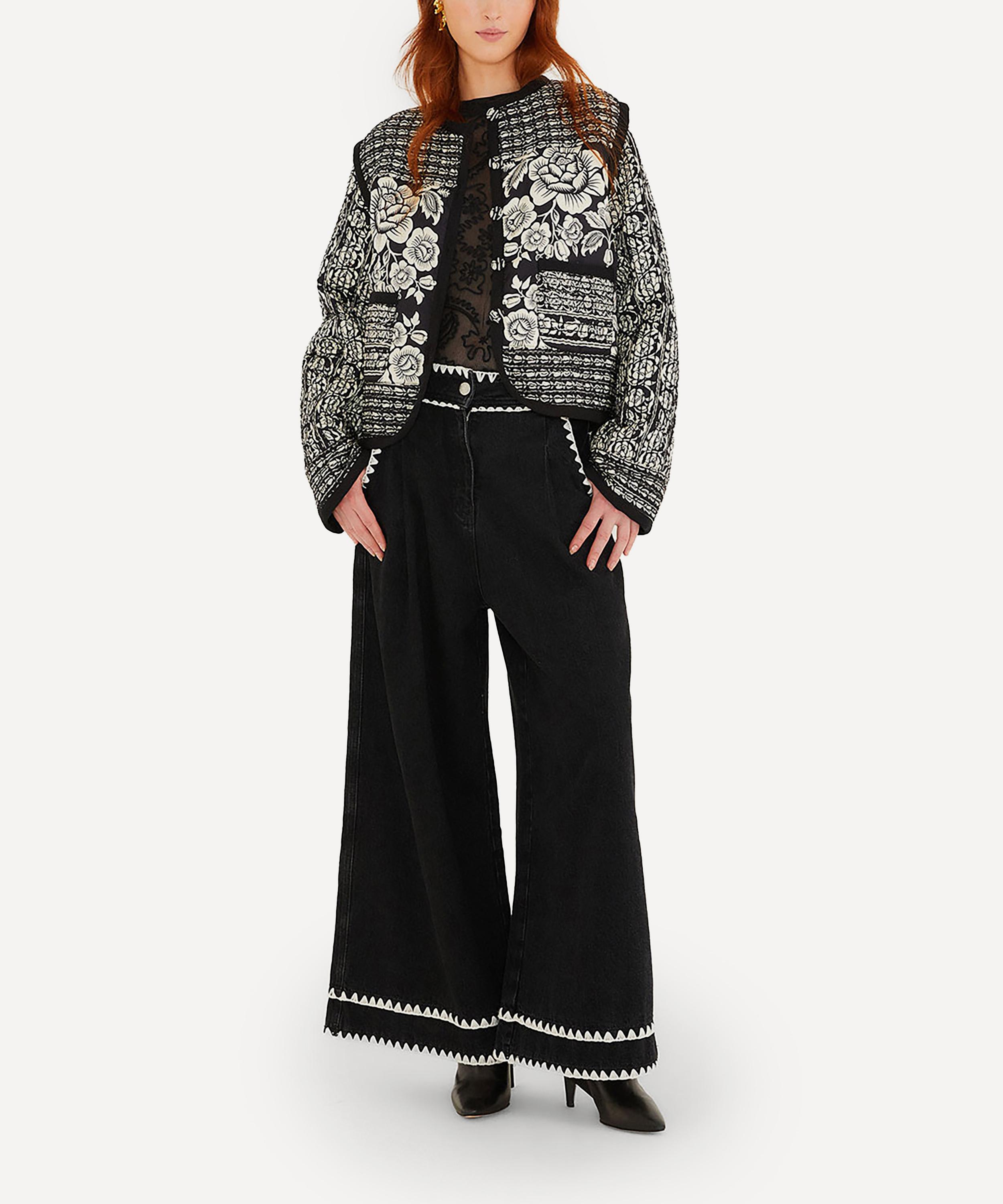 FARM Rio - Black Cashews And Birds Seam Padded Jacket