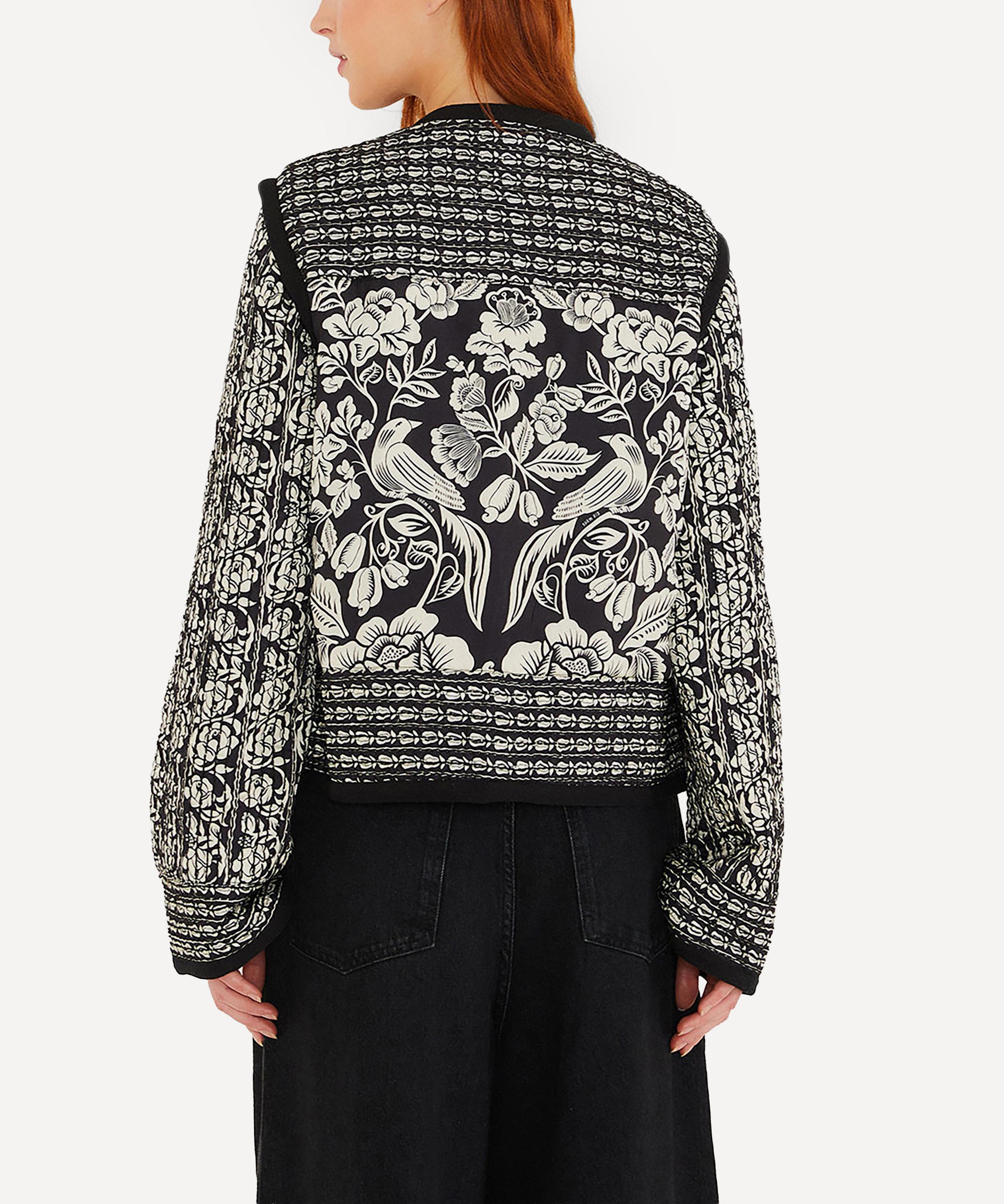 FARM Rio - Black Cashews And Birds Seam Padded Jacket image number 1