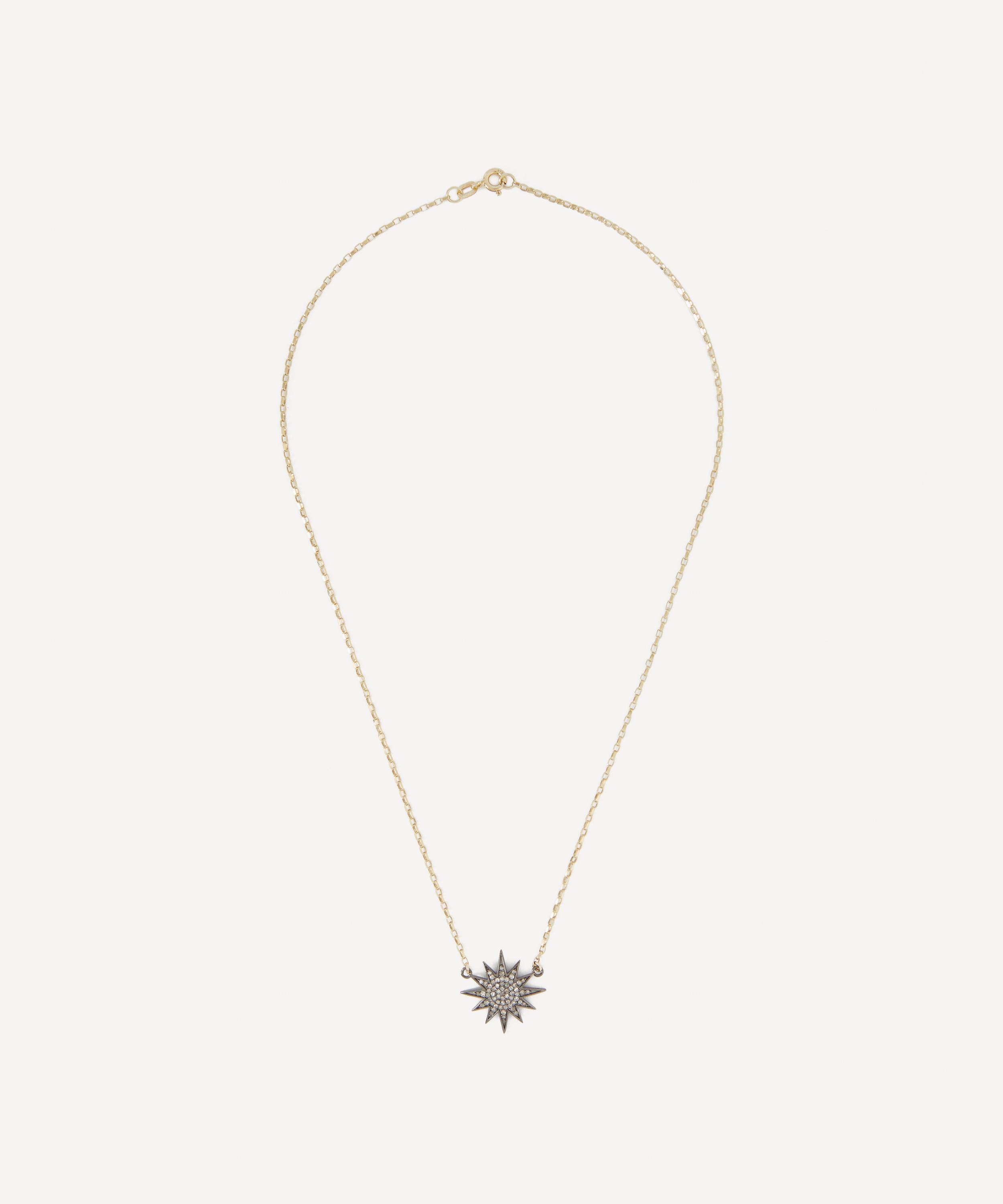 Kirstie Le Marque - Gold-Plated Diamond and Gold Starburst Pendant Necklace image number 1