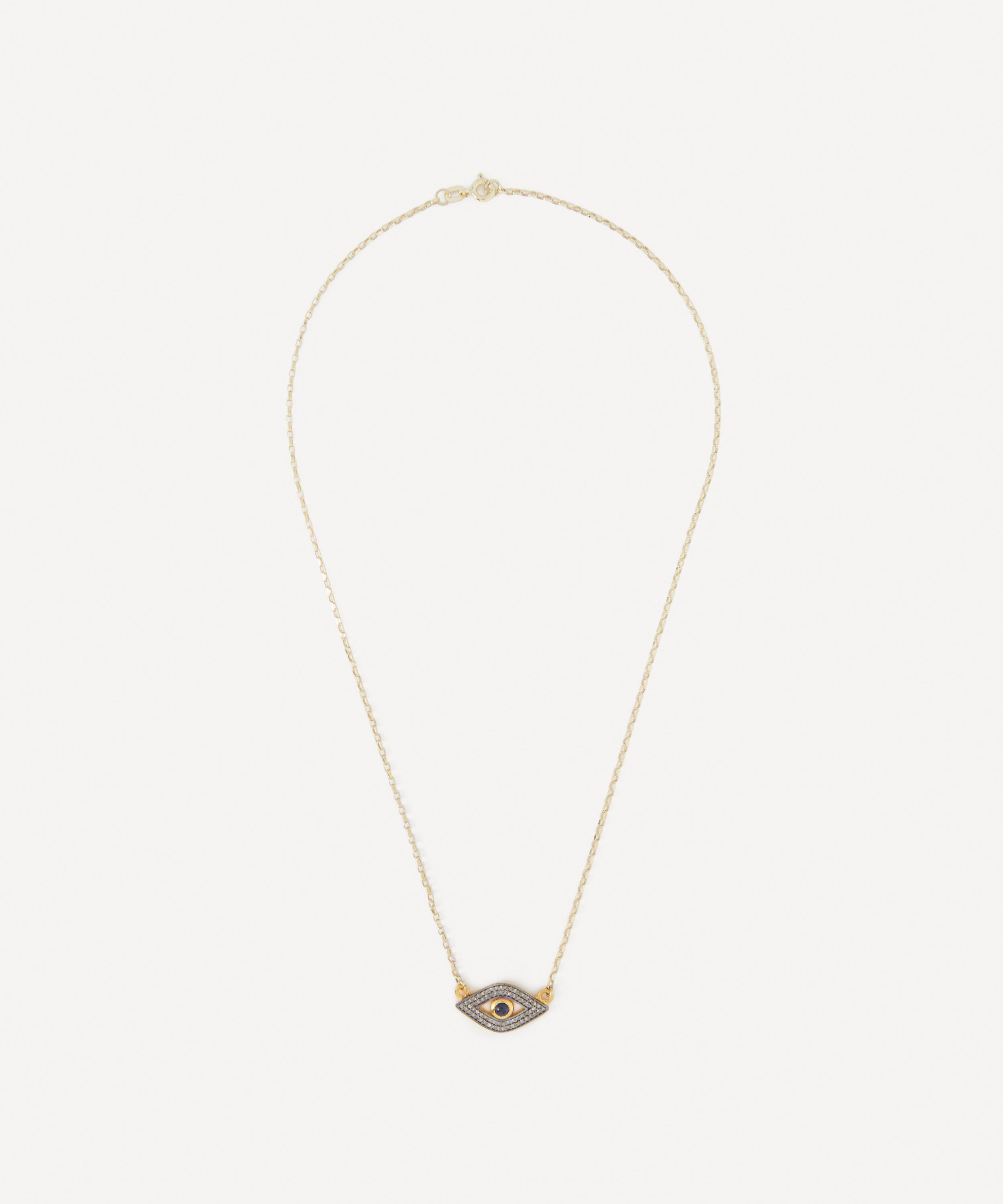 Kirstie Le Marque - Gold-Plated Pav&eacute; Diamond Evil Eye Pendant Necklace image number 1