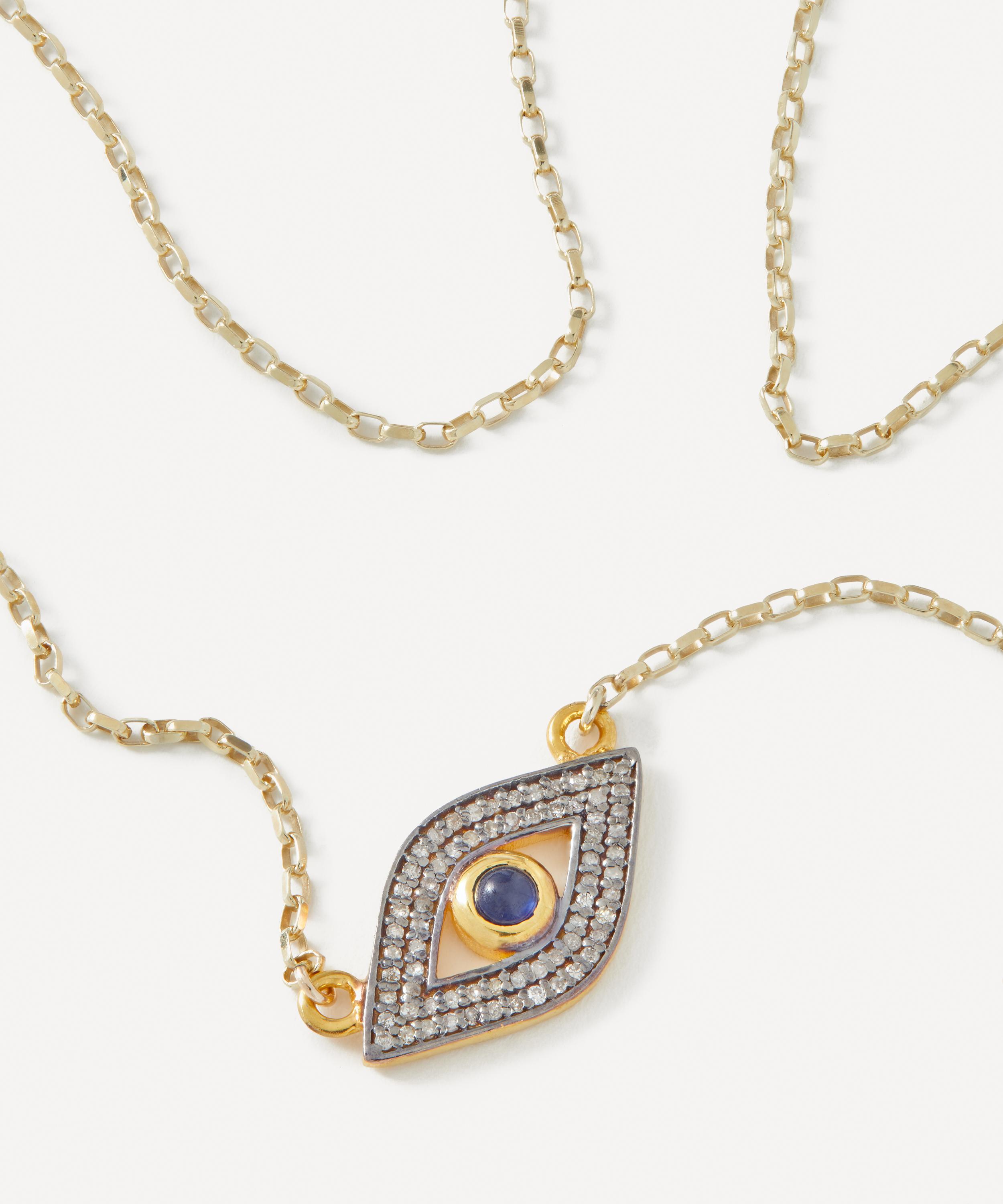 Kirstie Le Marque - Gold-Plated Pav&eacute; Diamond Evil Eye Pendant Necklace image number 2