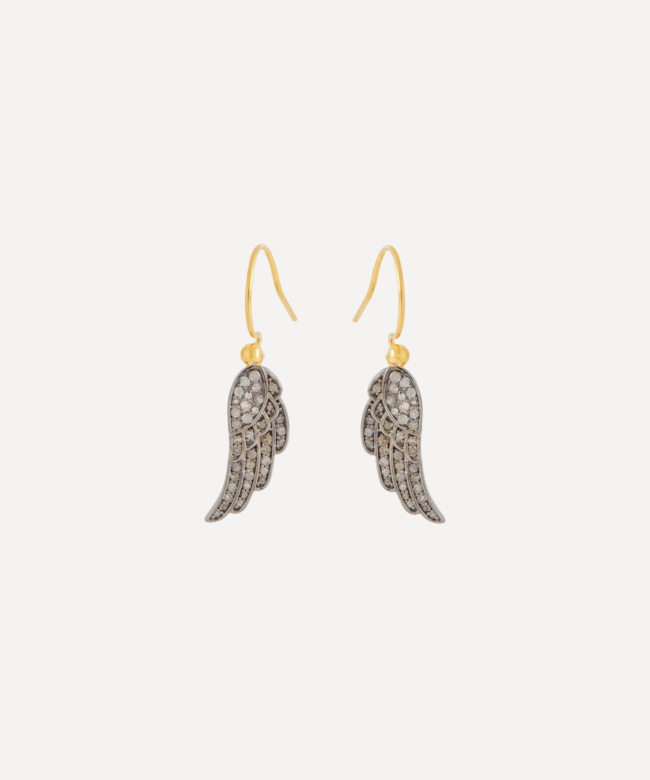 Kirstie Le Marque - Mixed Metal Diamond Angel Wing Drop Earrings