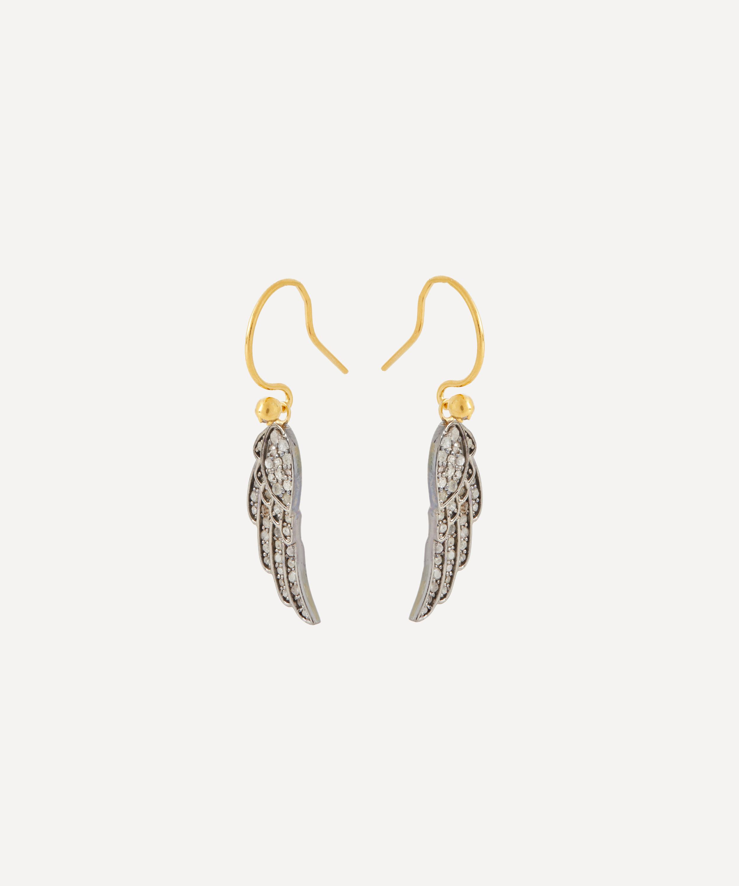 Kirstie Le Marque - Mixed Metal Diamond Angel Wing Drop Earrings image number 1