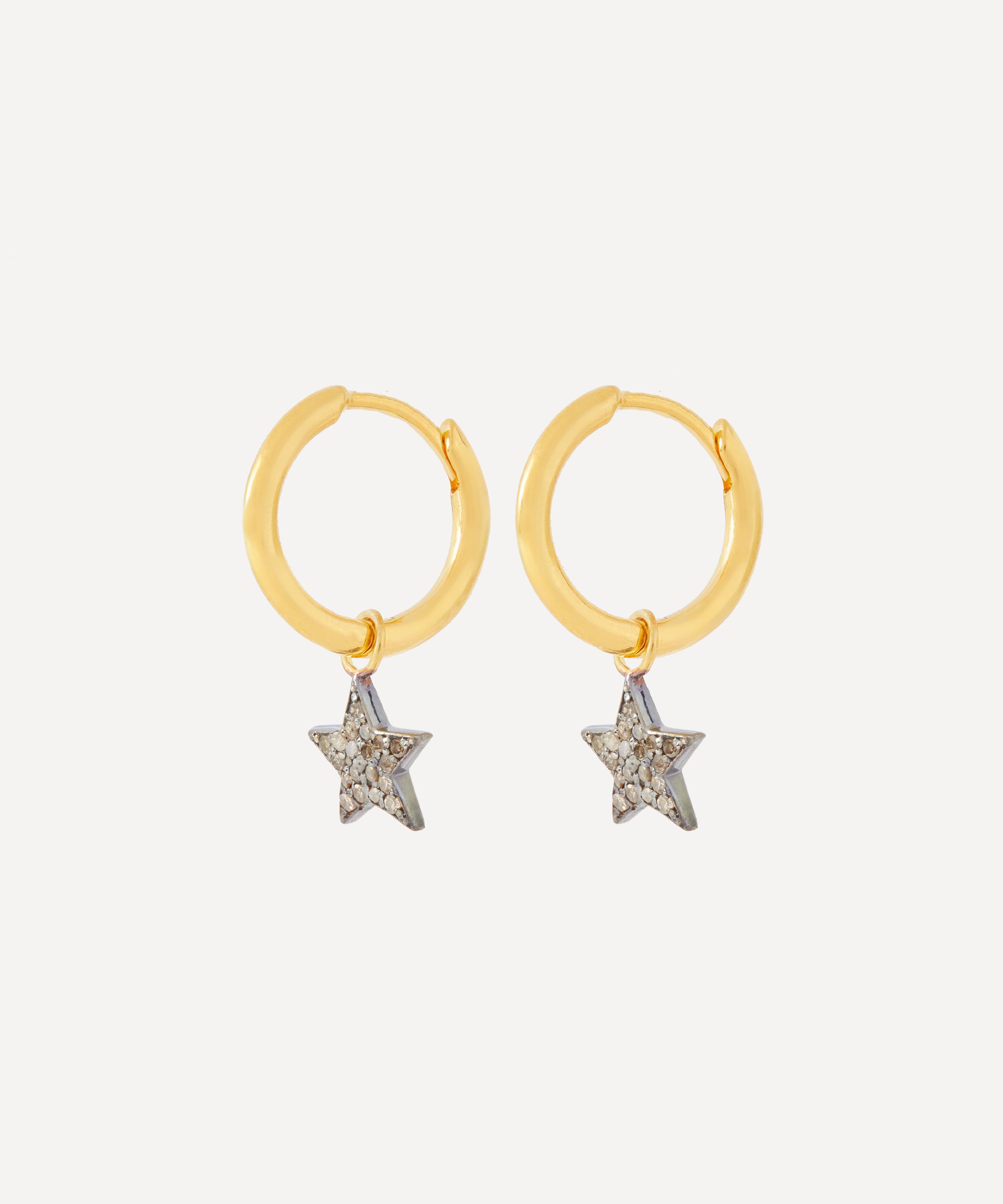 Kirstie Le Marque - Mixed Metal Diamond Star Drop Hoop Earrings image number 1