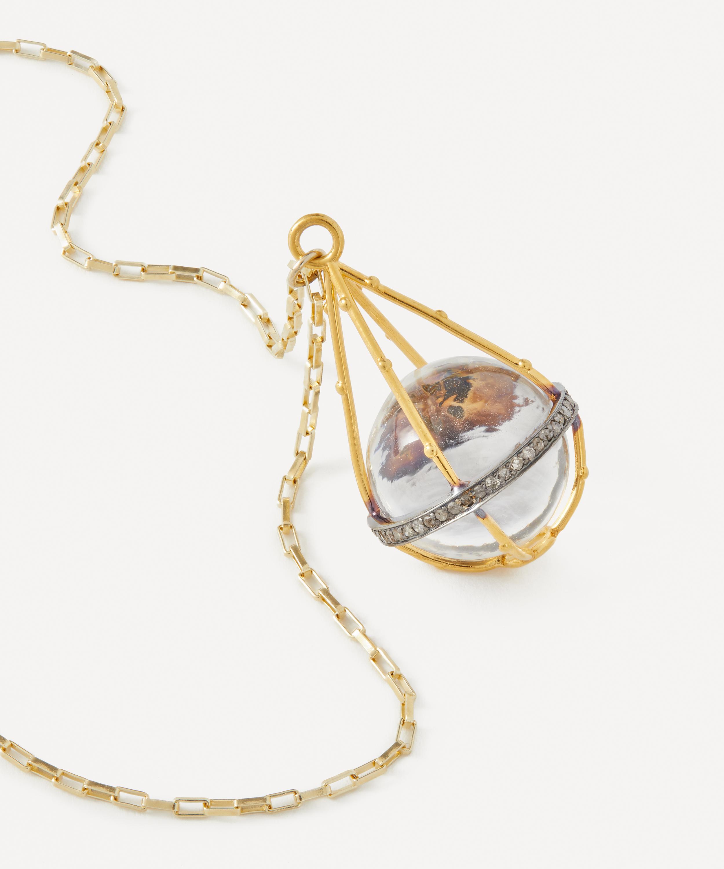 Kirstie Le Marque - Gold-Plated Diamond Crystal Ball Pendant Necklace image number 2