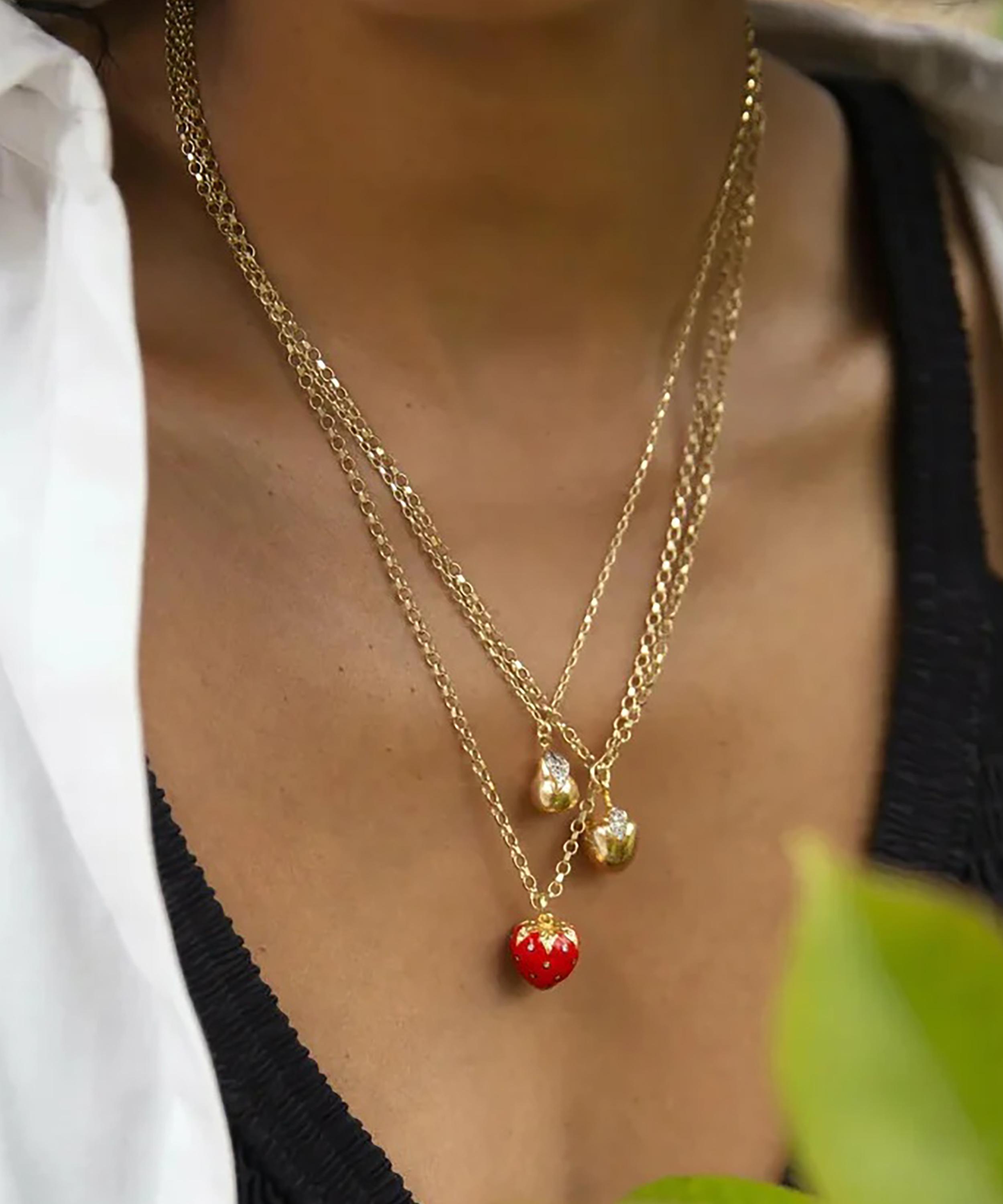 Kirstie Le Marque - Gold-Plated Diamond and Golden Apple Pendant Necklace image number 1