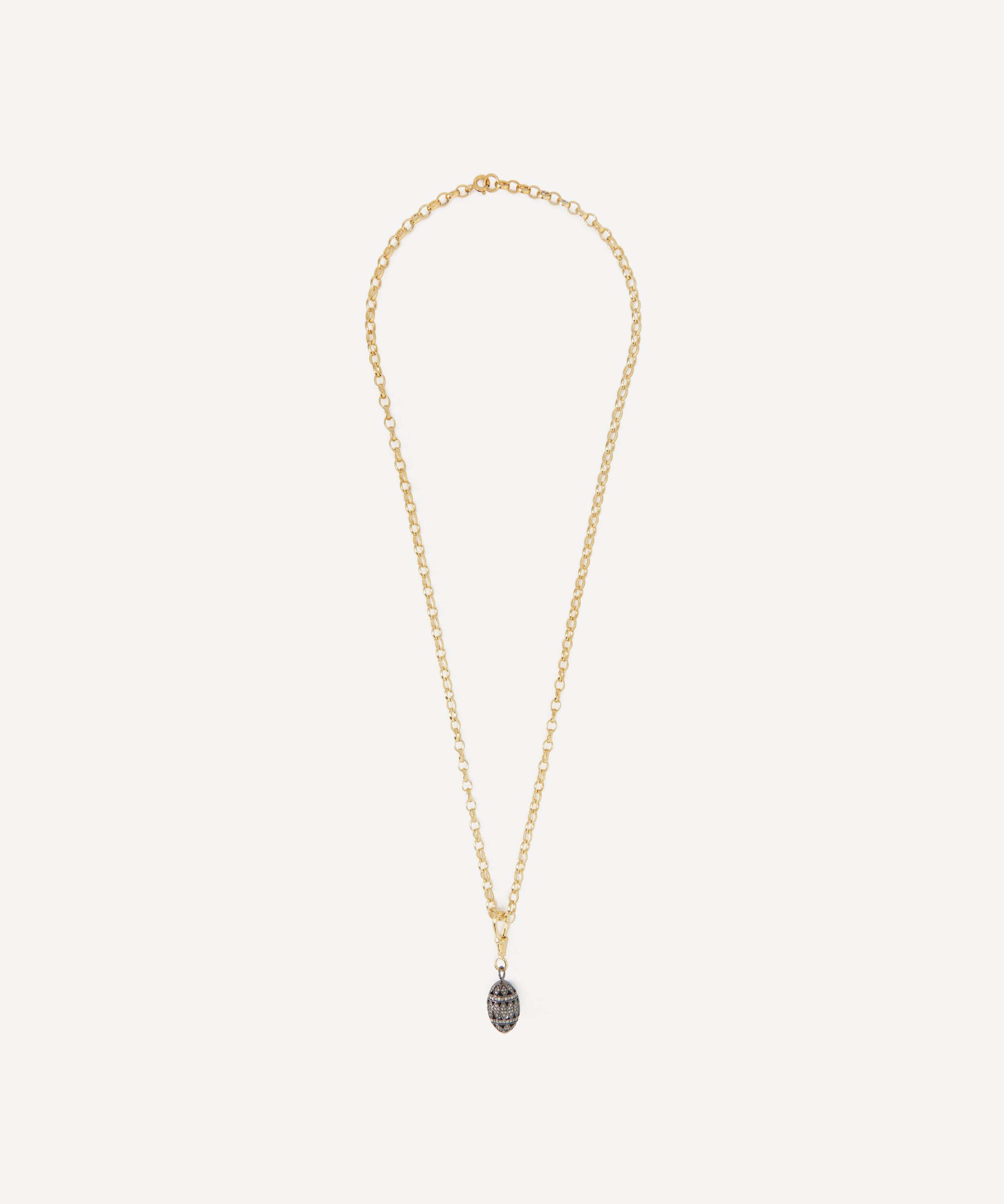 Kirstie Le Marque - Gold-Plated Pav&eacute; Diamond Egg Pendant Necklace image number 1
