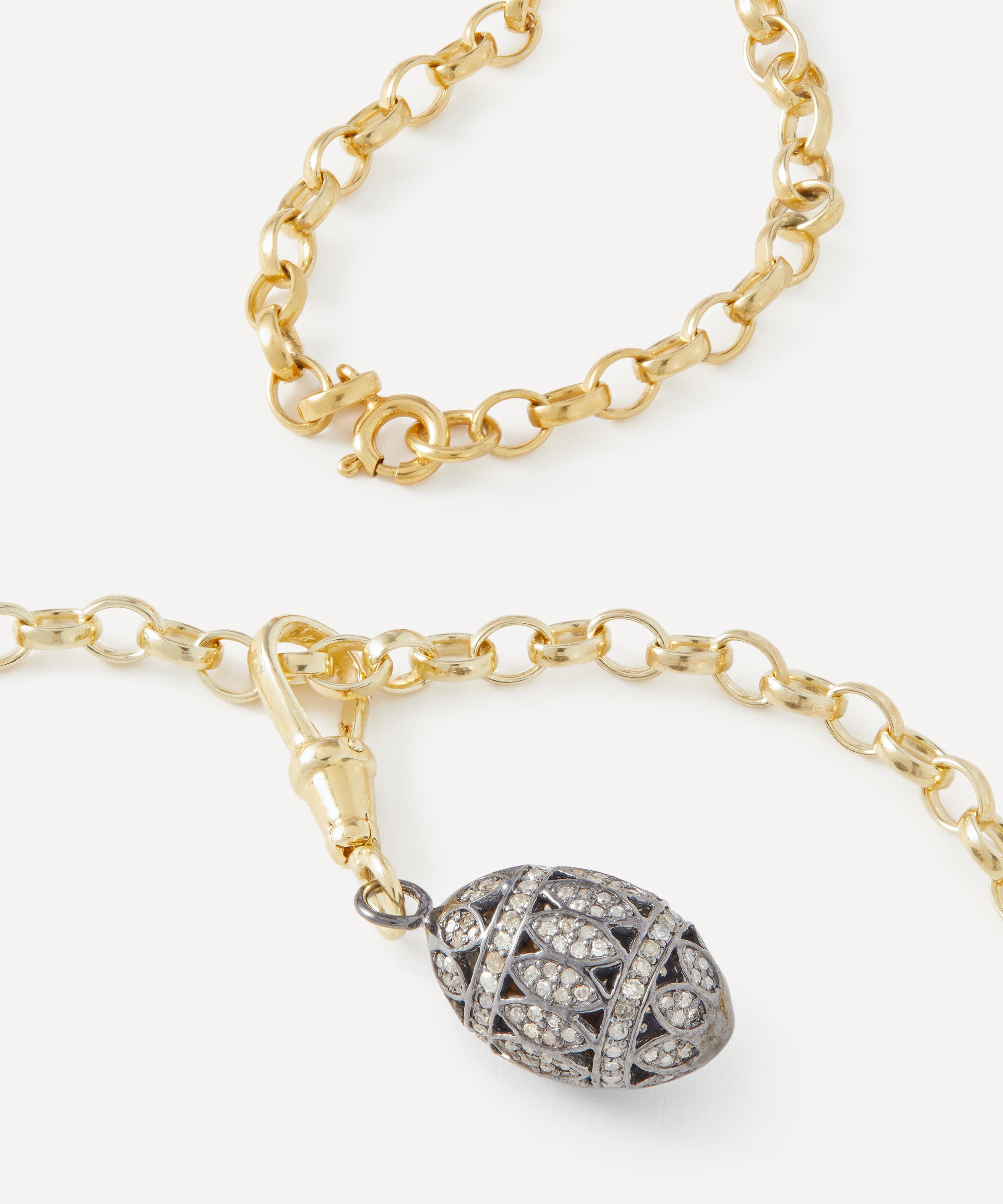 Kirstie Le Marque - Gold-Plated Pav&eacute; Diamond Egg Pendant Necklace image number 2