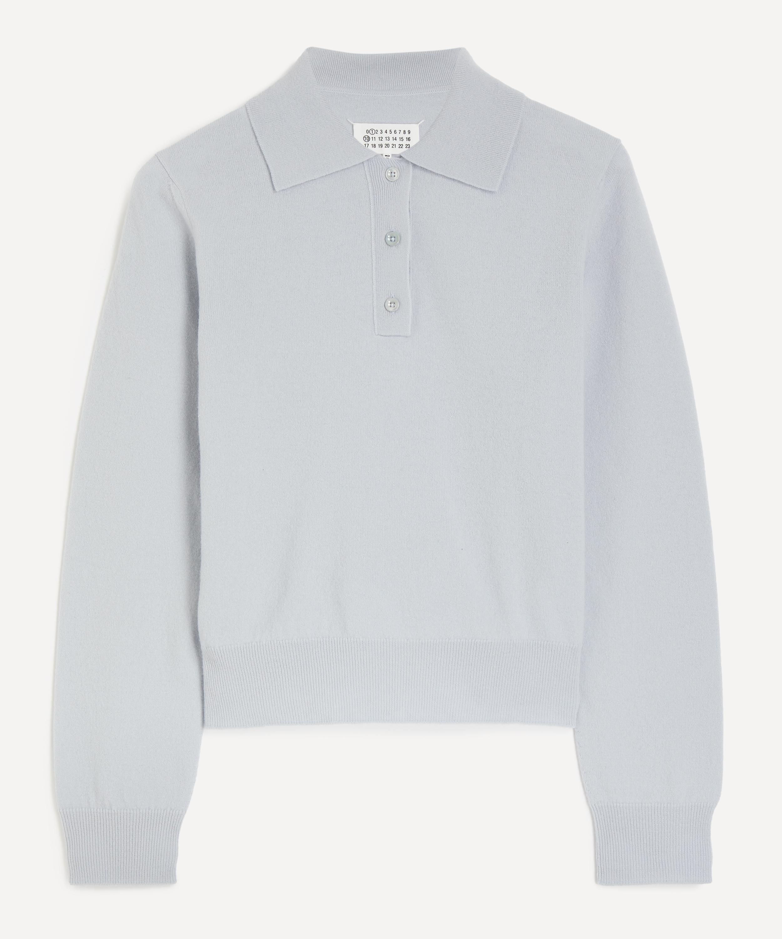 Maison Margiela - Pale Blue Polo Knit Top