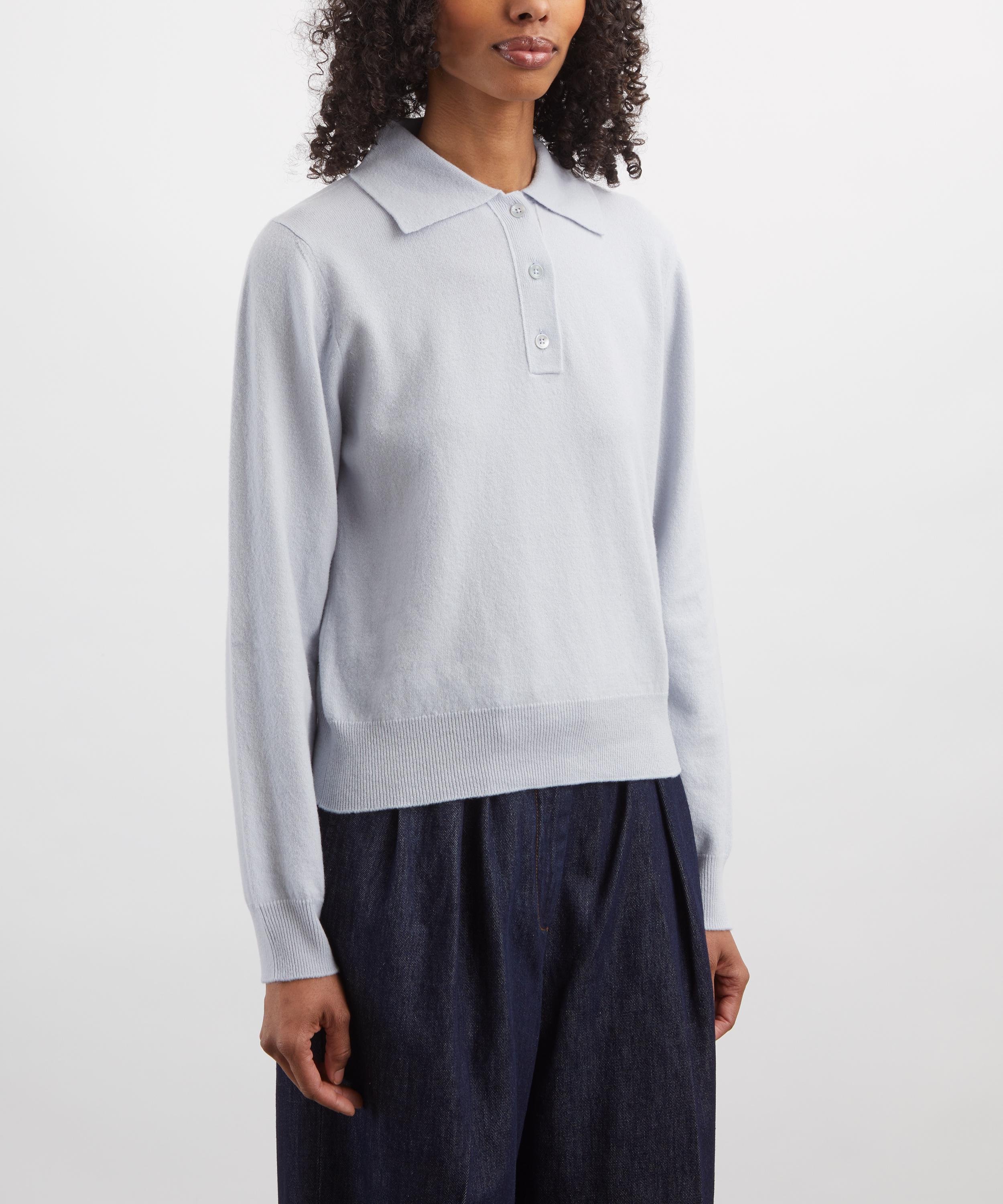 Maison Margiela - Pale Blue Polo Knit Top image number 2