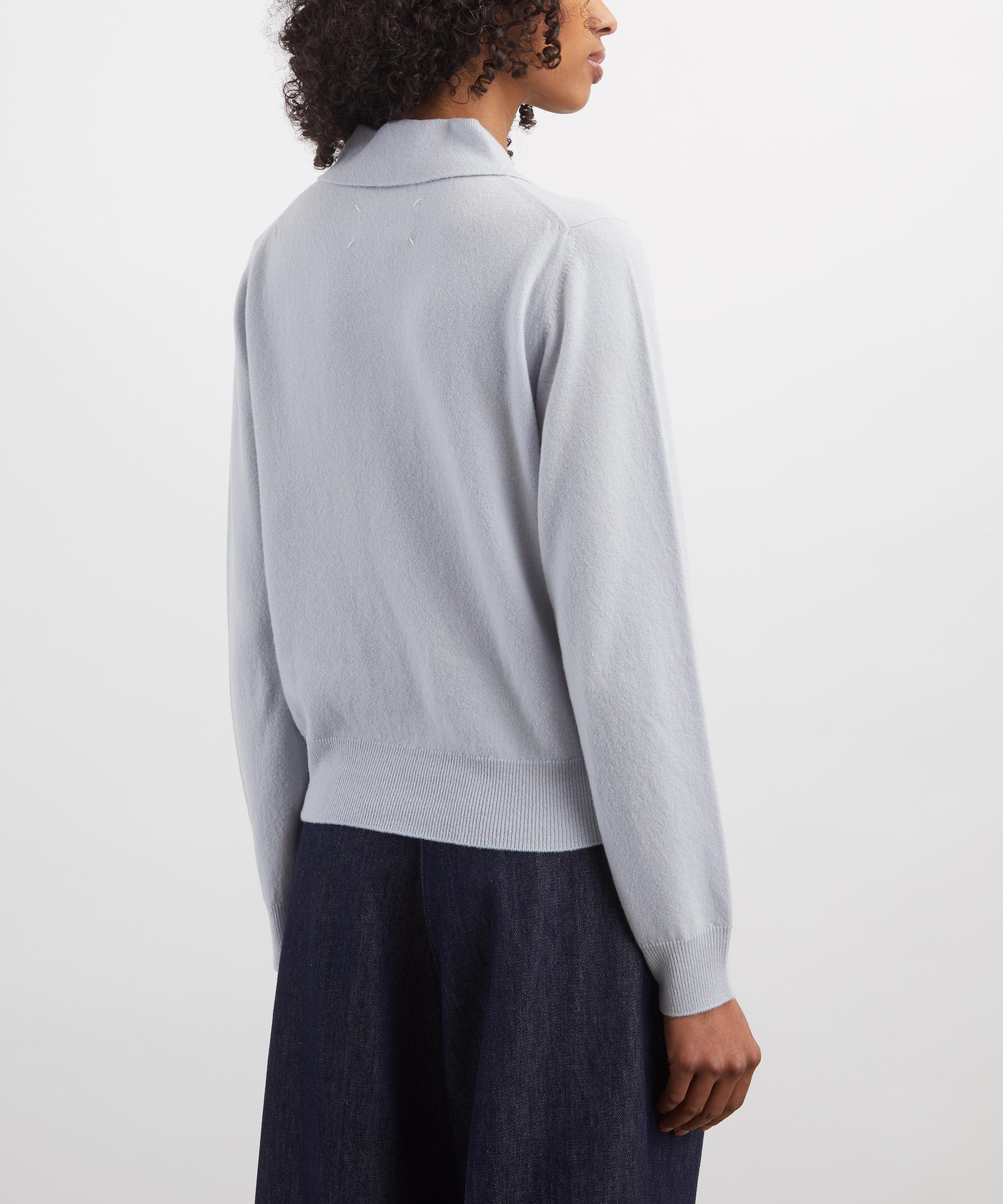 Maison Margiela - Pale Blue Polo Knit Top image number 3