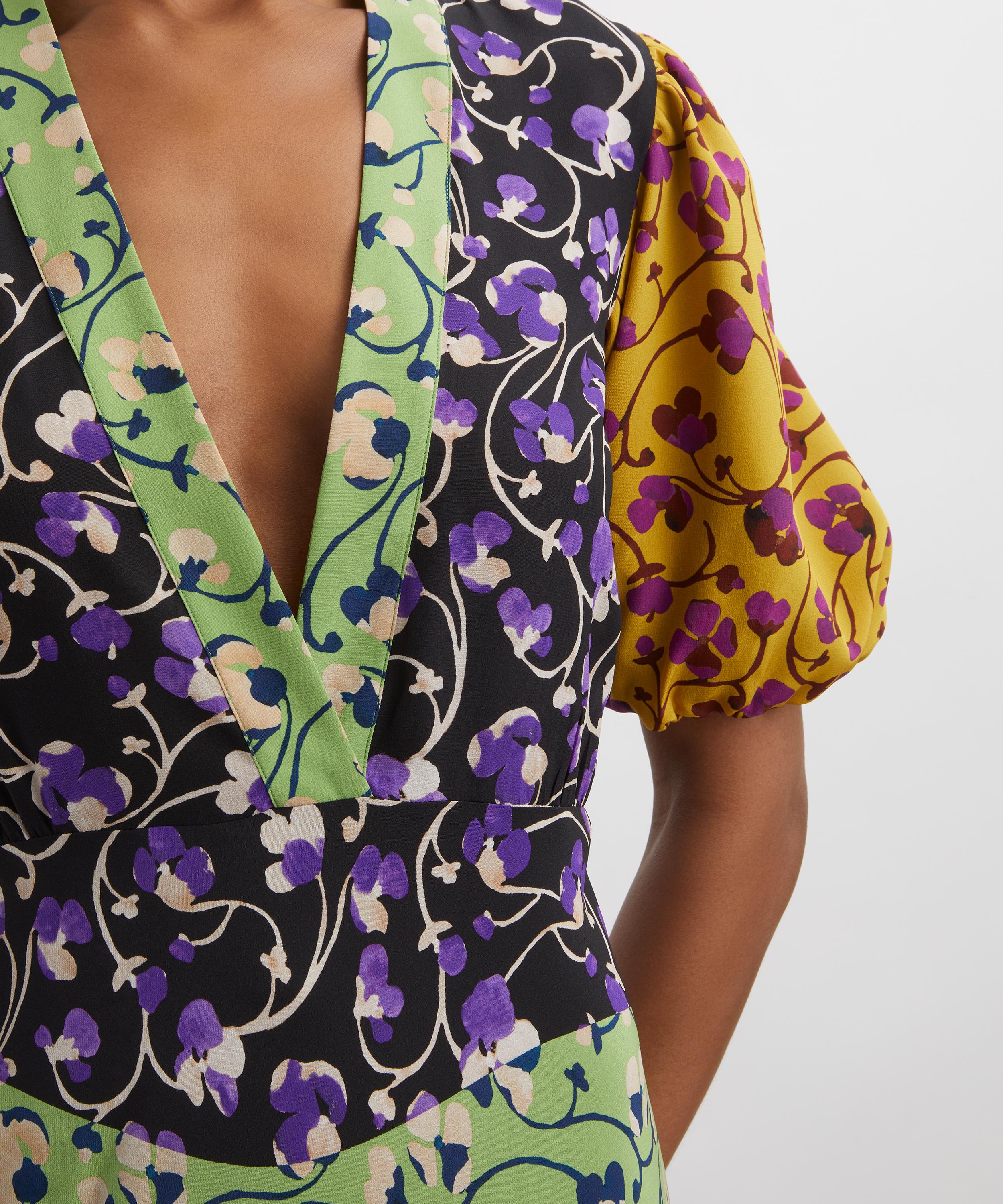 La DoubleJ - Marlene Honeysuckle Tricolour Plac&eacute;e Dress image number 4