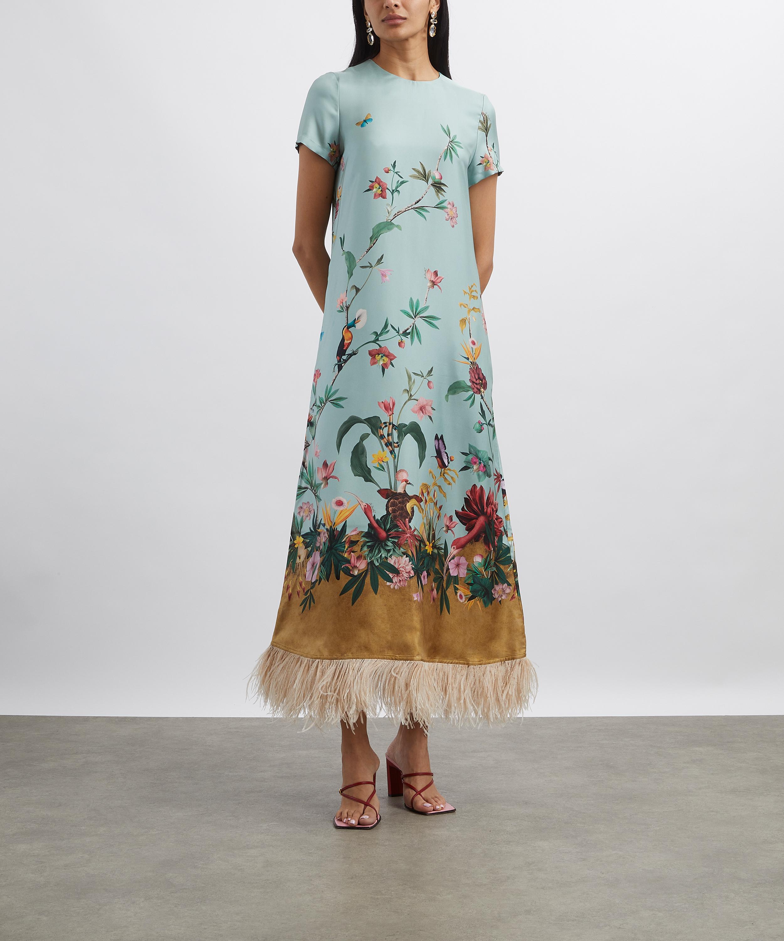 La DoubleJ - Zooflora Placée Feathered Swing Dress image number 1