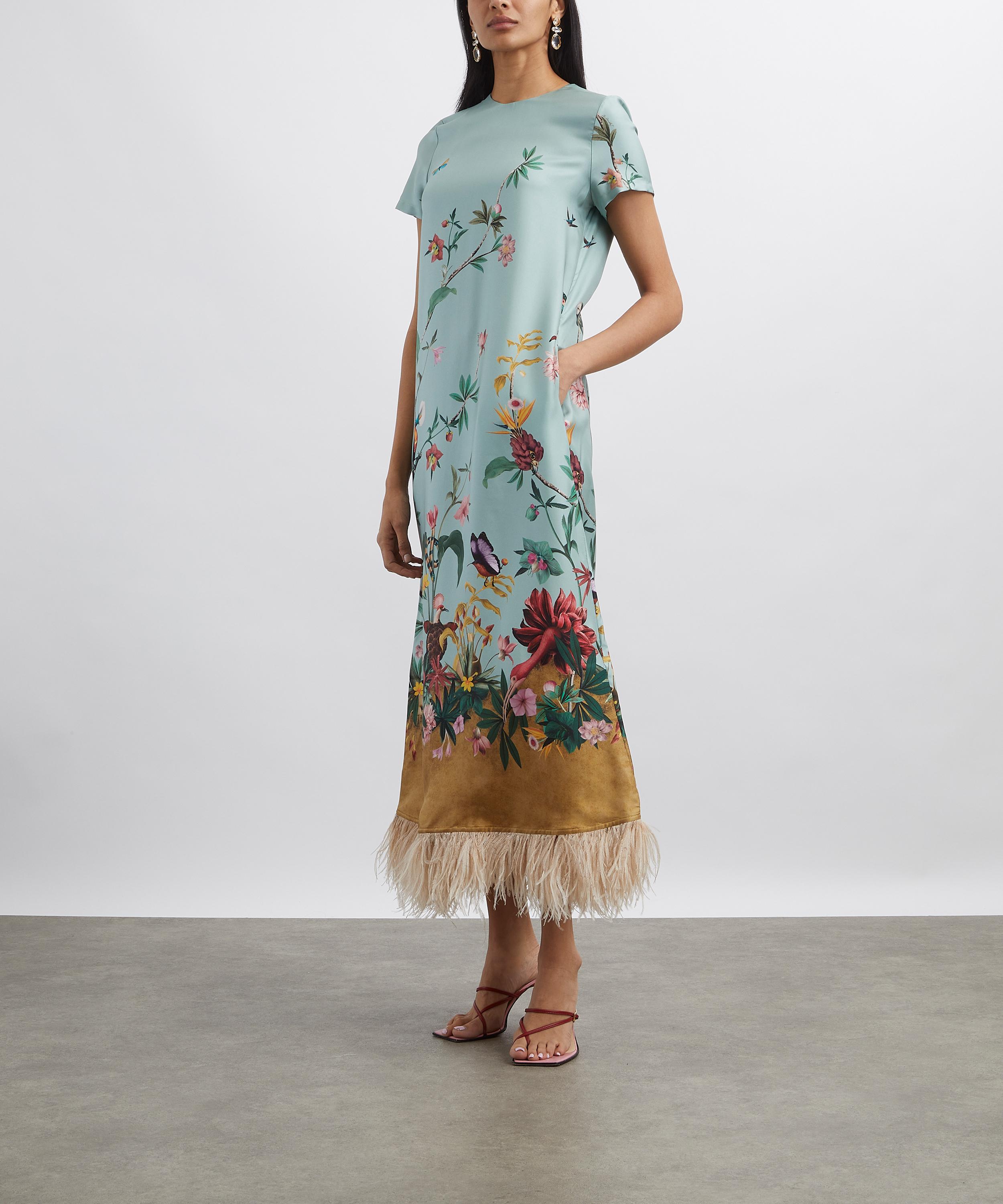 La DoubleJ - Zooflora Placée Feathered Swing Dress image number 2