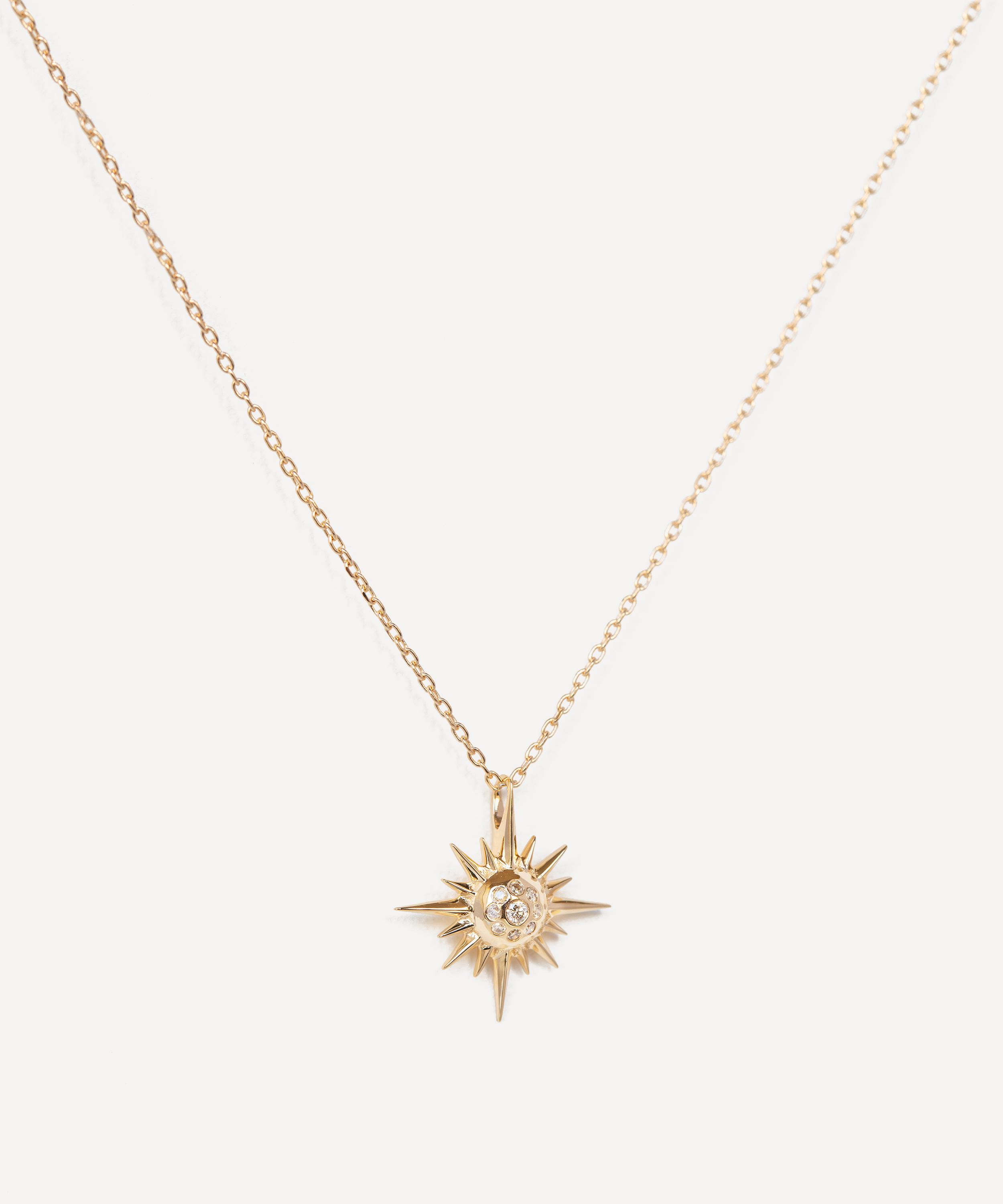 Celine Daoust - 14ct Gold Sun and Diamonds Pendant Necklace