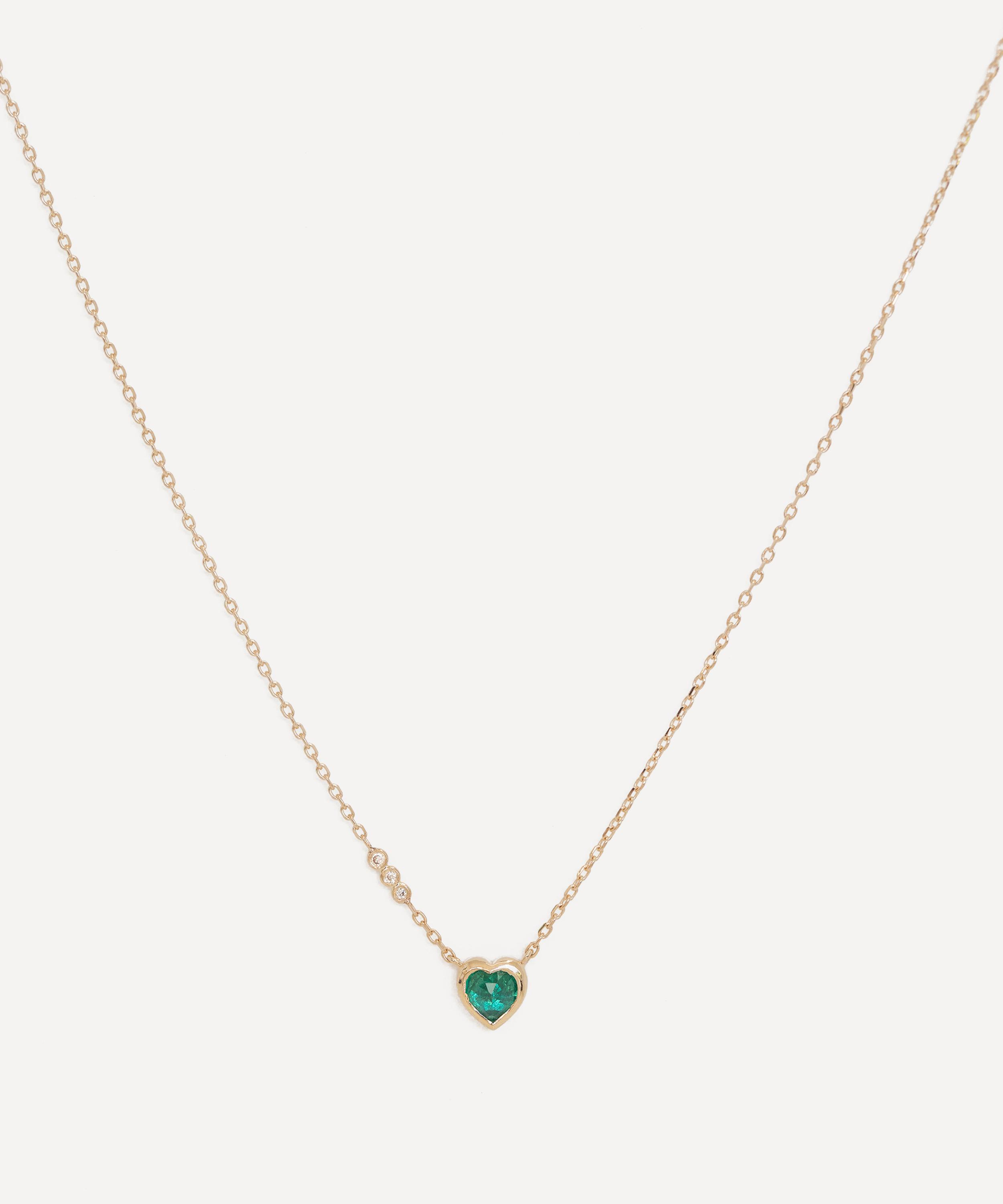 Celine Daoust - 14ct Gold Emerald Heart Diamond Chain Necklace
