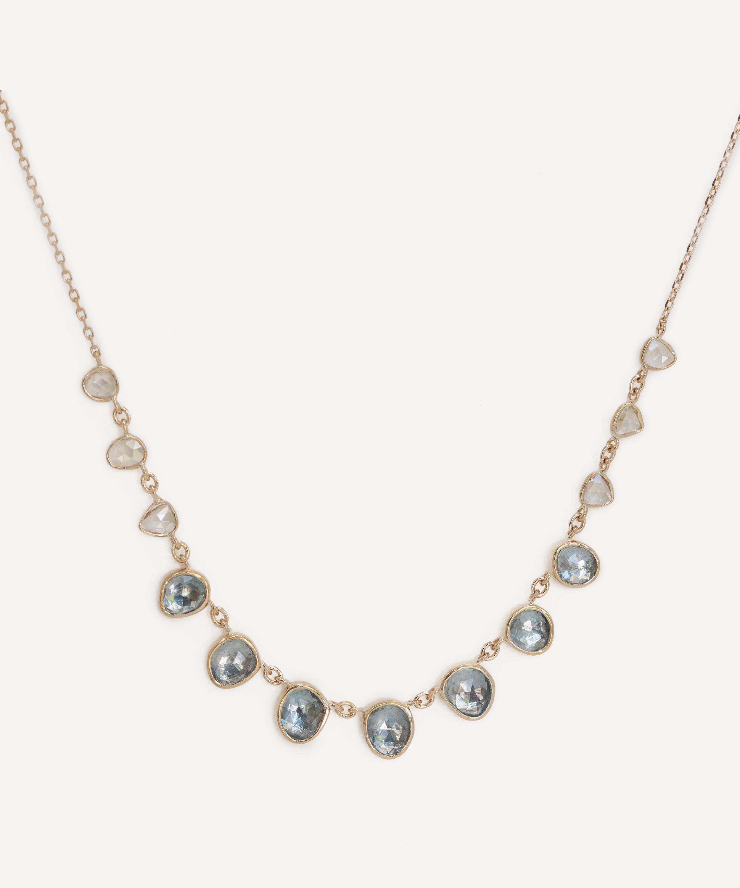 Celine Daoust - 14ct Gold Multi Sapphire Champagne Diamond Chain Necklace