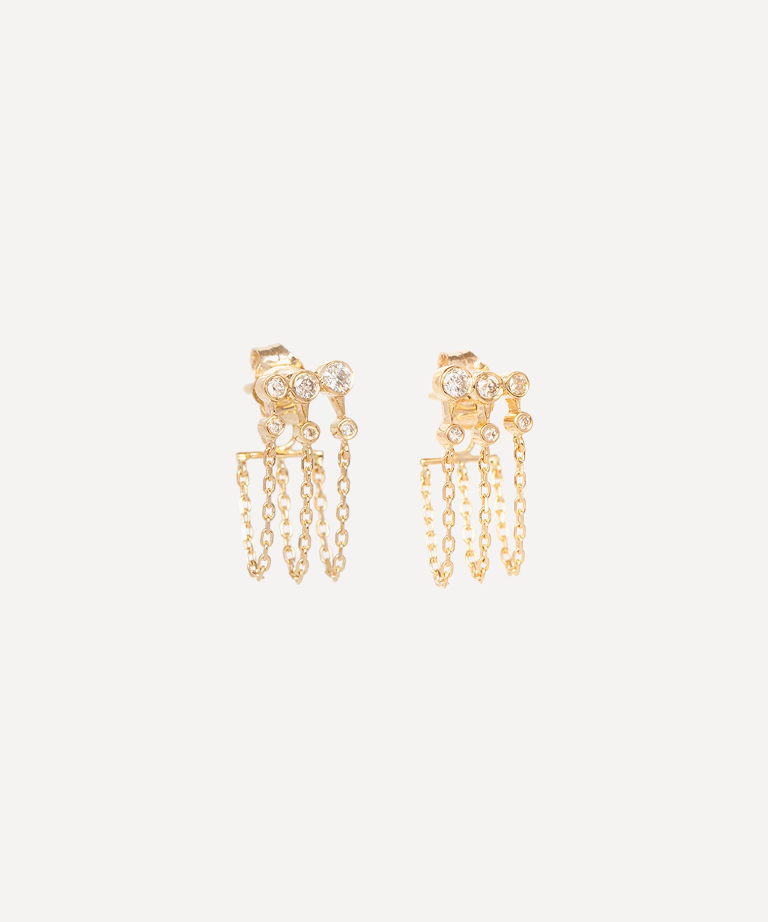 Celine Daoust - 14ct Gold Triple Diamonds Constellations Chain Earrings