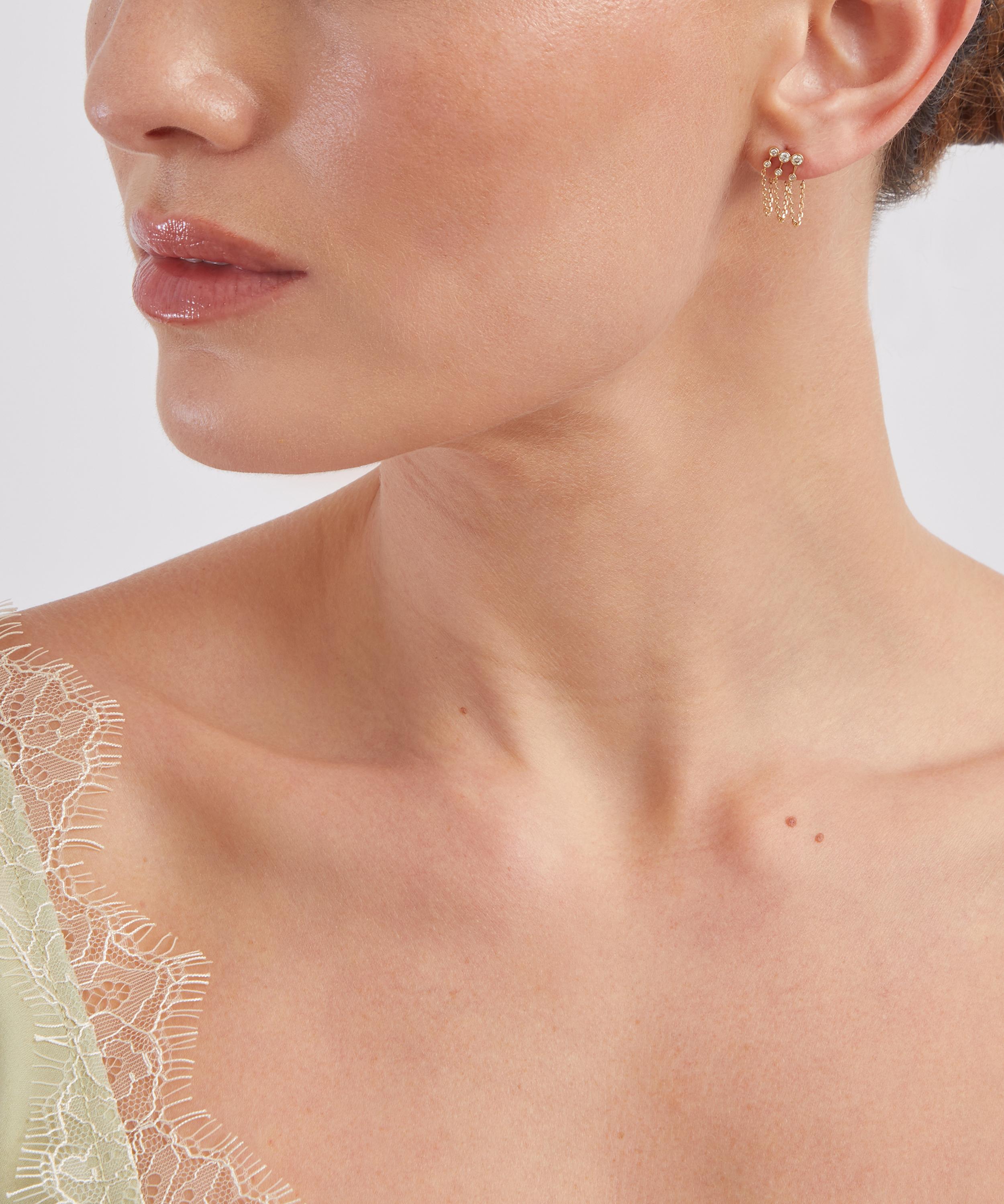 Celine Daoust - 14ct Gold Diamond Triple Chain Earrings image number 1