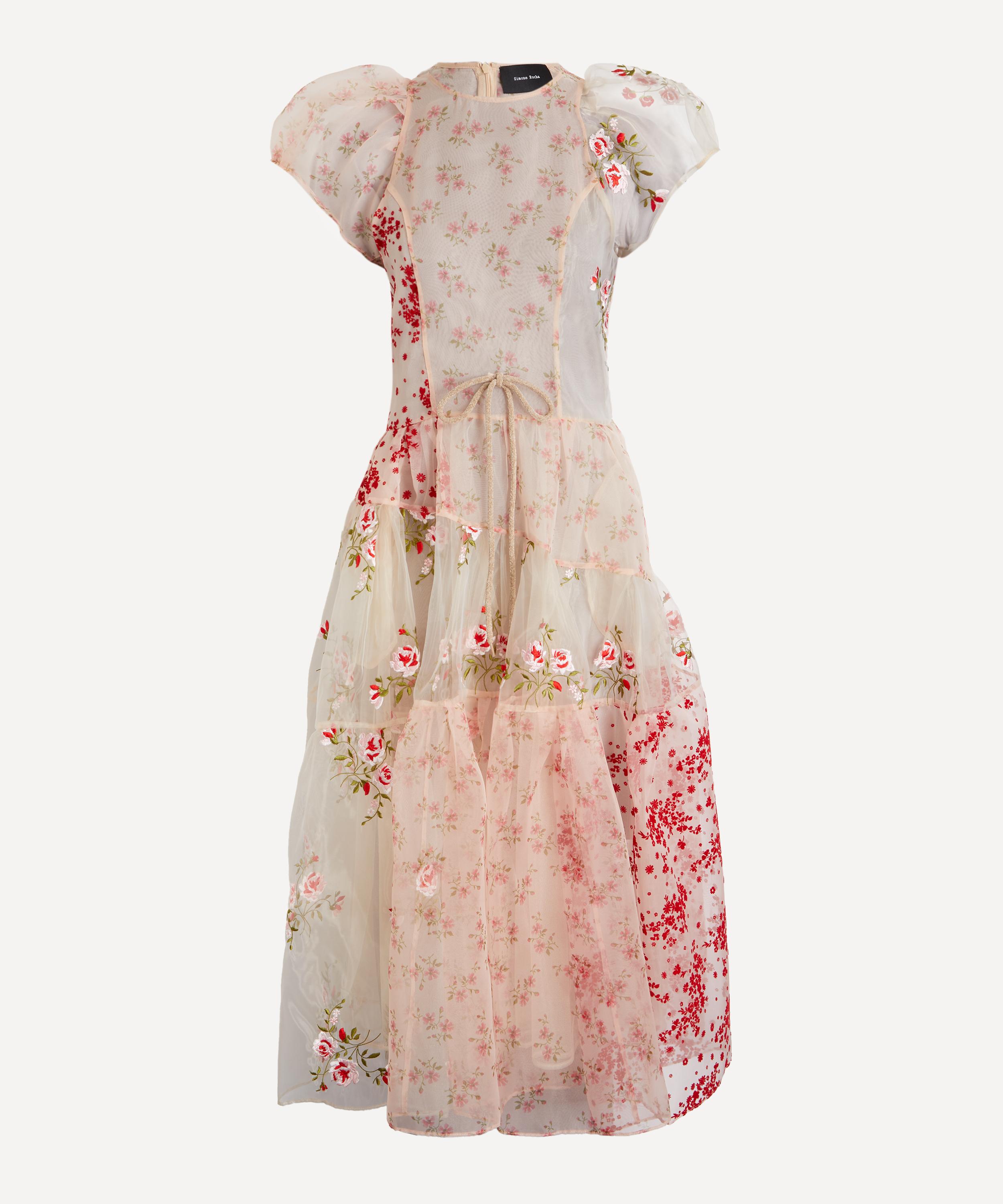 Simone Rocha - Sheer Puff Sleeve Patchwork Flounce Dress