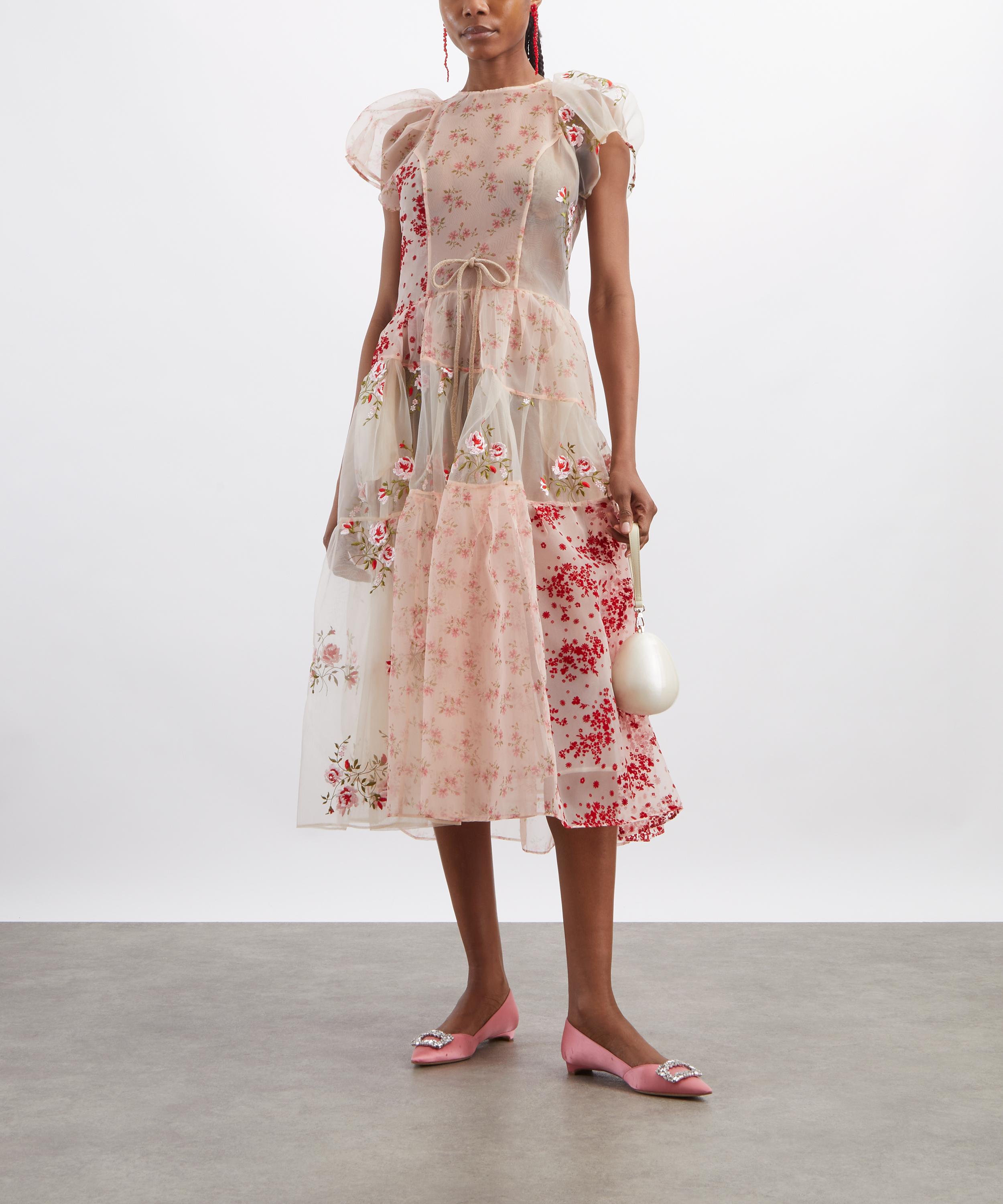 Simone Rocha - Sheer Puff Sleeve Patchwork Flounce Dress image number 1