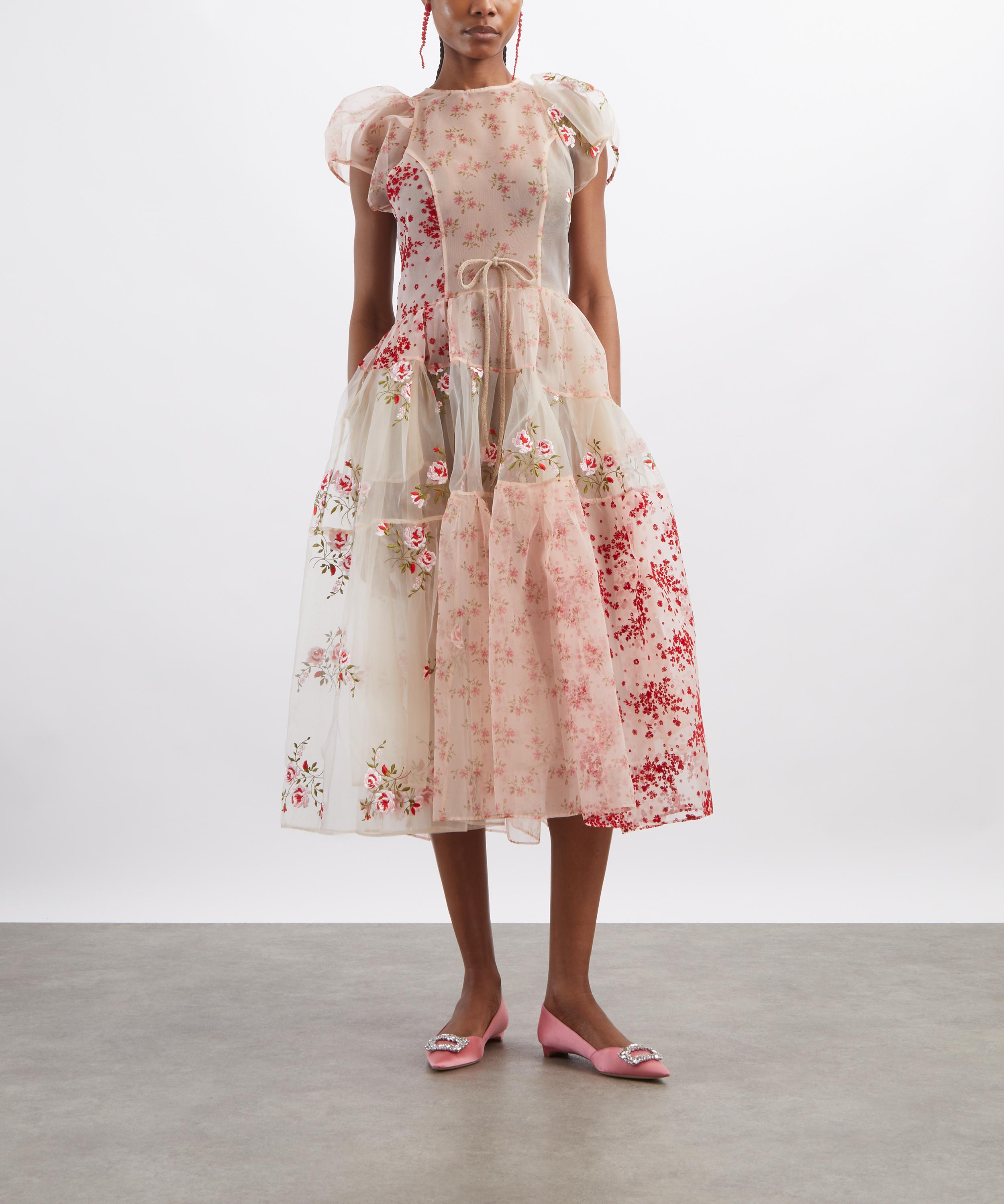 Simone Rocha - Sheer Puff Sleeve Patchwork Flounce Dress image number 2