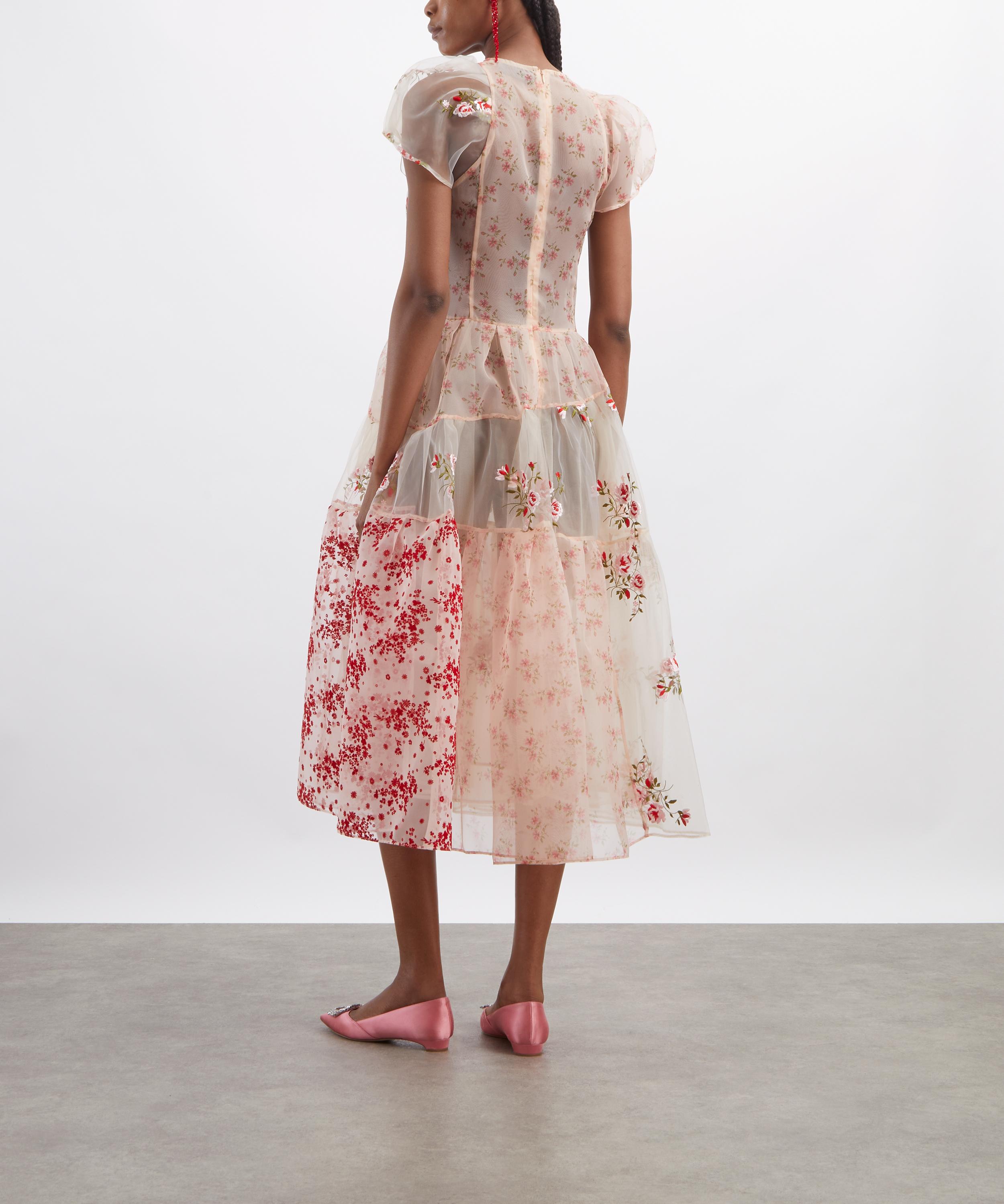 Simone Rocha - Sheer Puff Sleeve Patchwork Flounce Dress image number 3