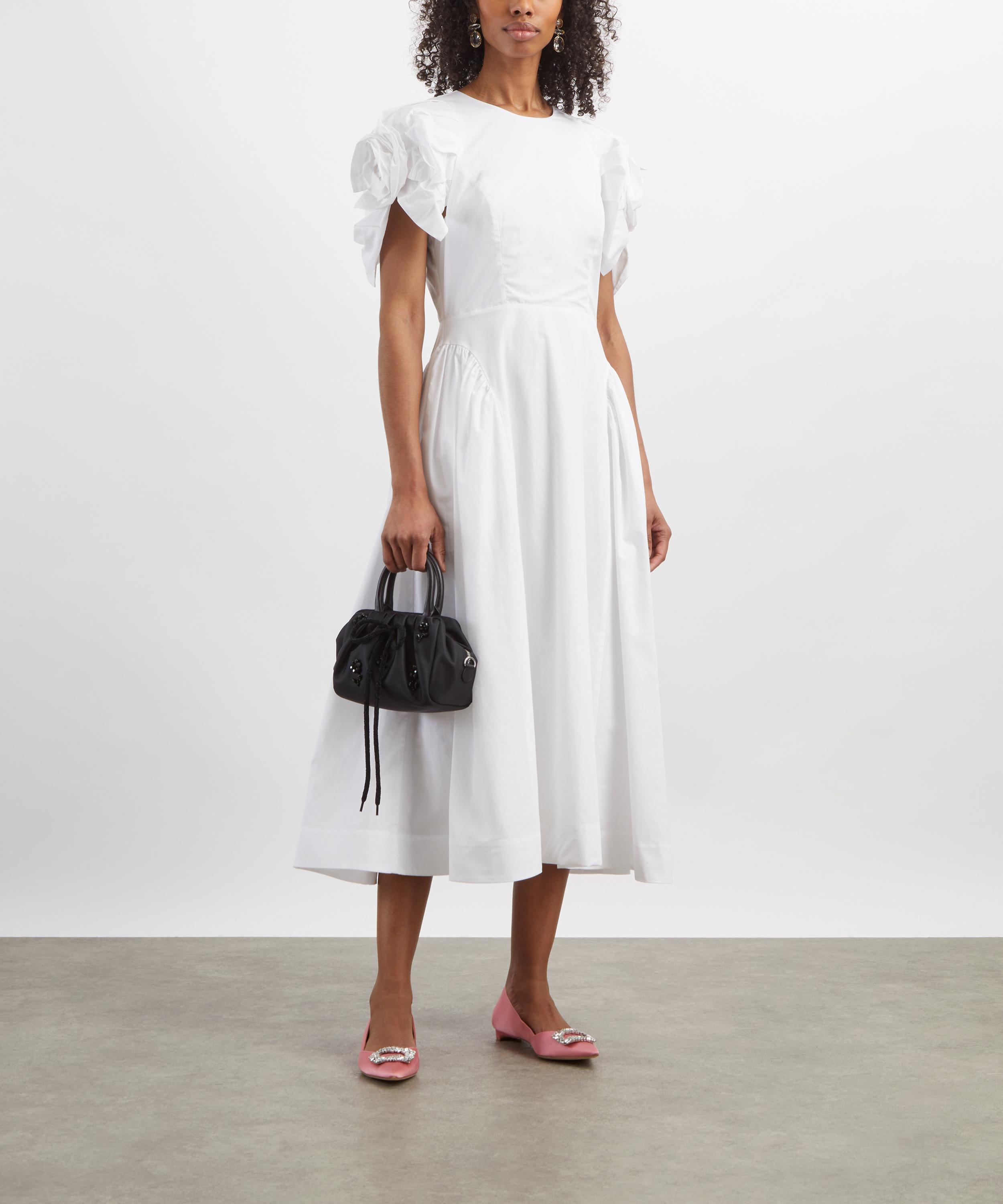 Simone Rocha - White Rose Puff-Sleeve Hip Dress image number 1