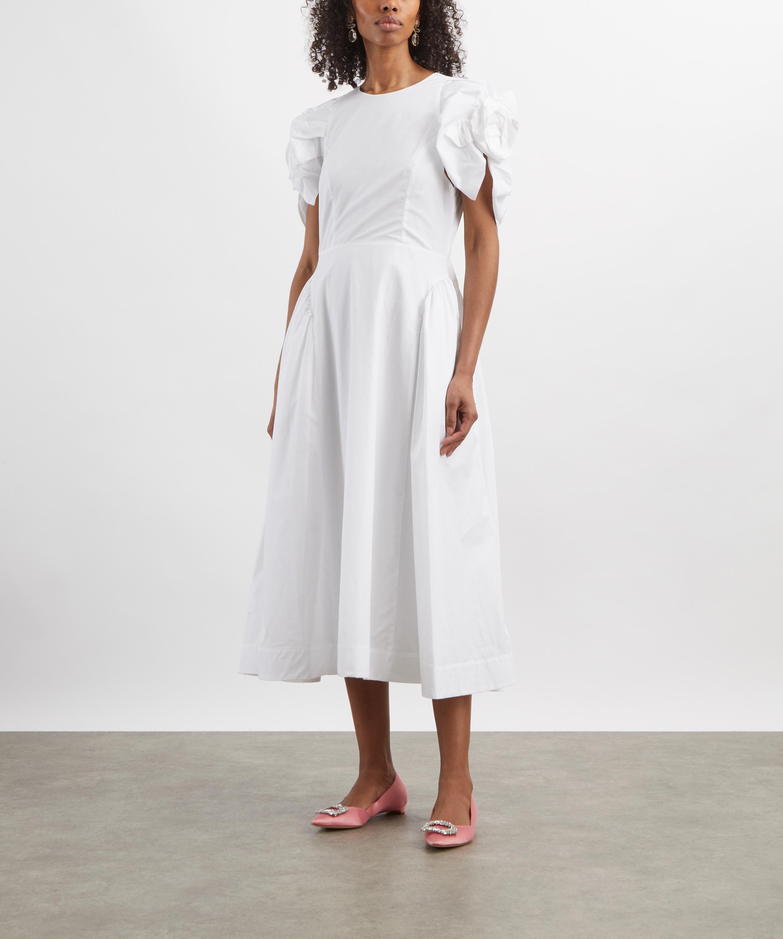 Simone Rocha - White Rose Puff-Sleeve Hip Dress image number 2
