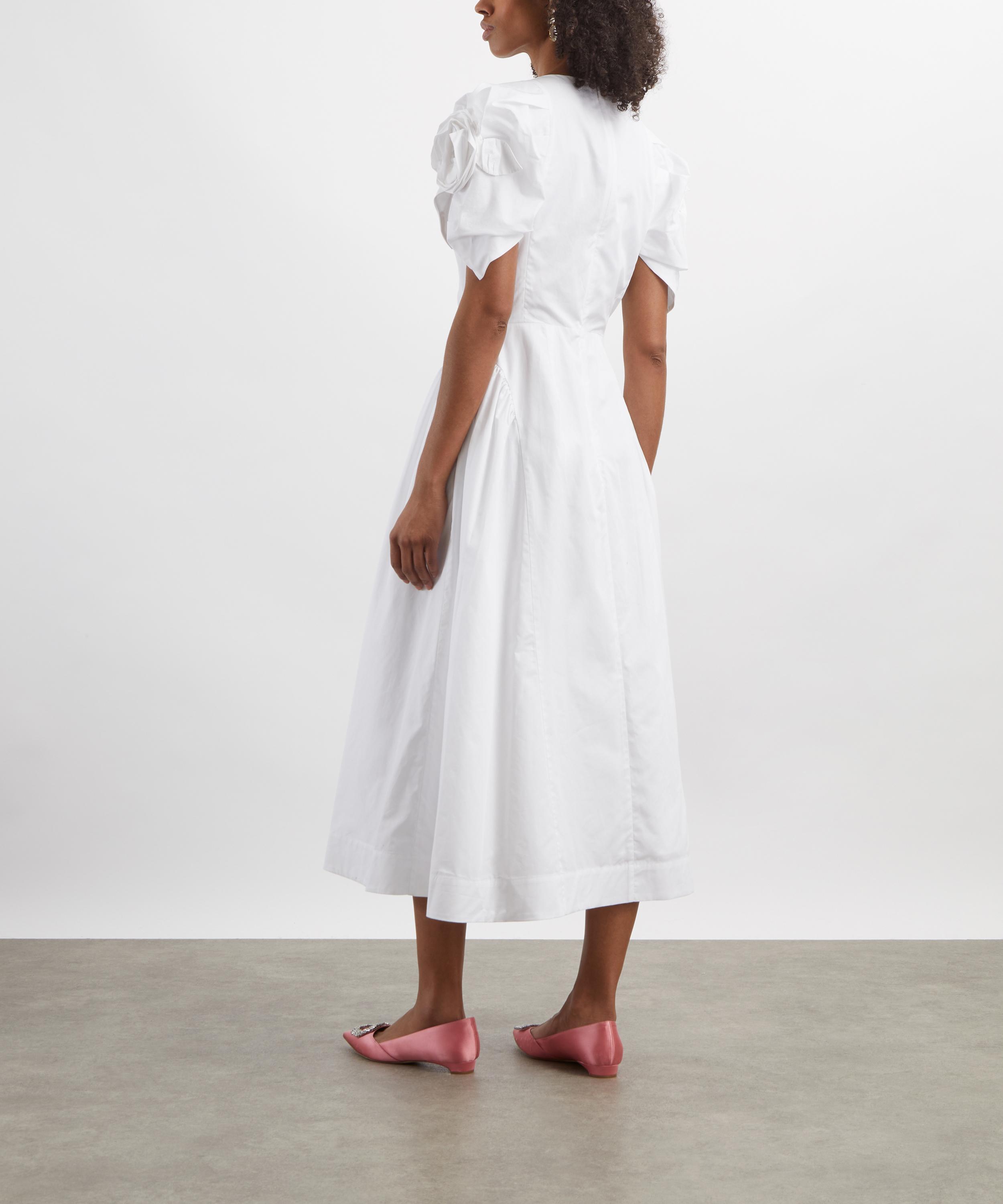 Simone Rocha - White Rose Puff-Sleeve Hip Dress image number 3