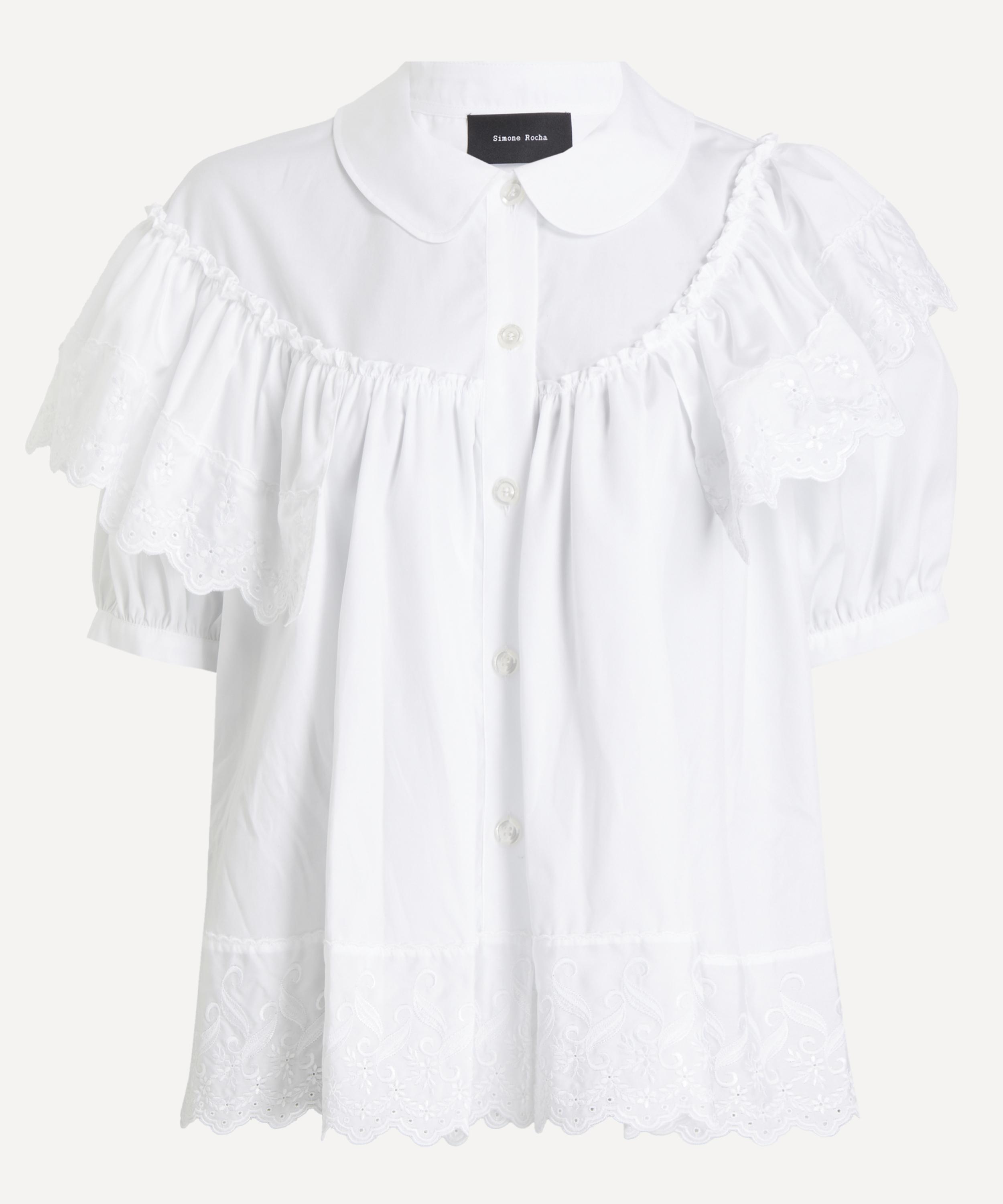 Simone Rocha - Cropped Puff-Sleeve Ruffle Frill Shirt