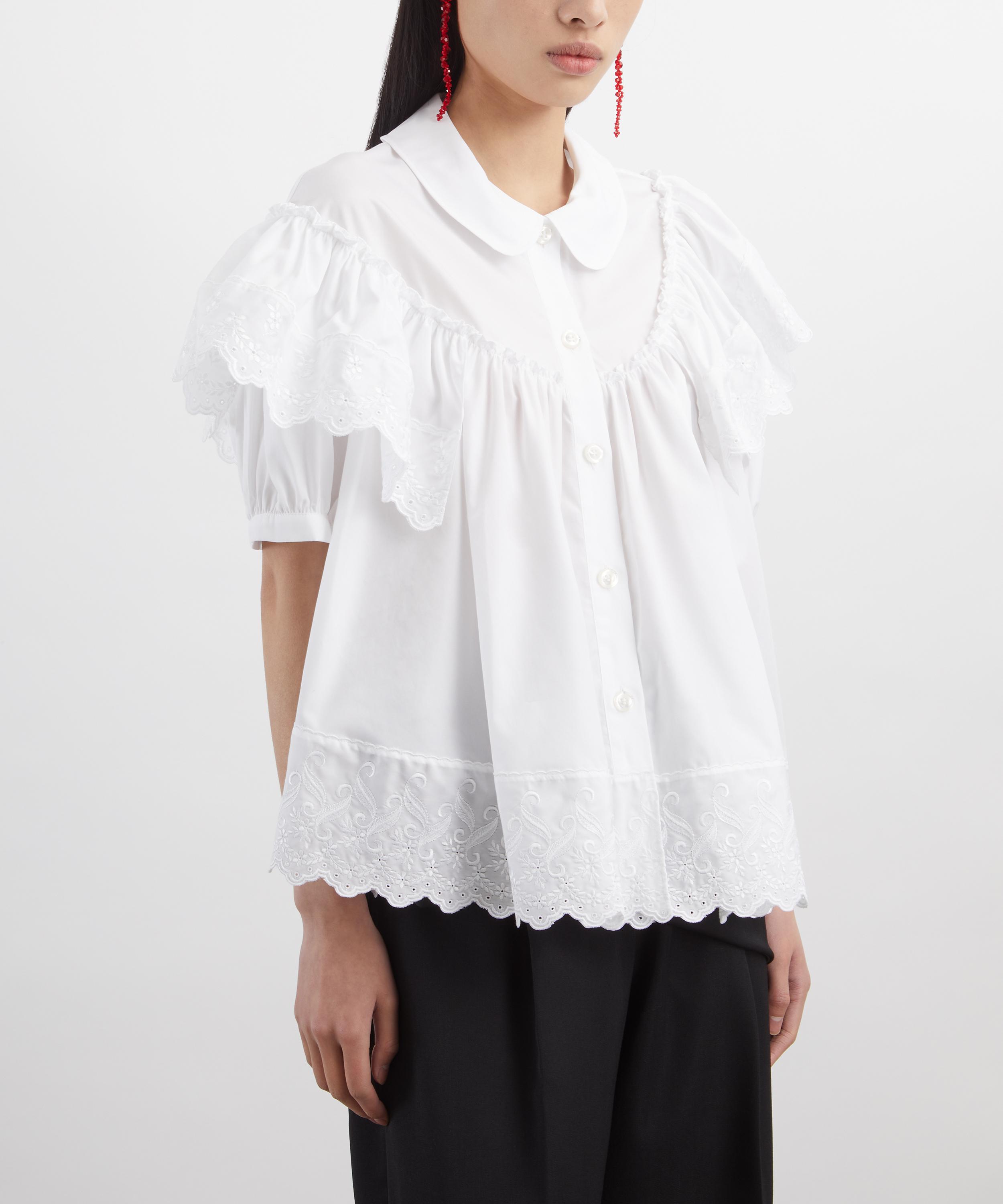 Simone Rocha - Cropped Puff-Sleeve Ruffle Frill Shirt image number 2