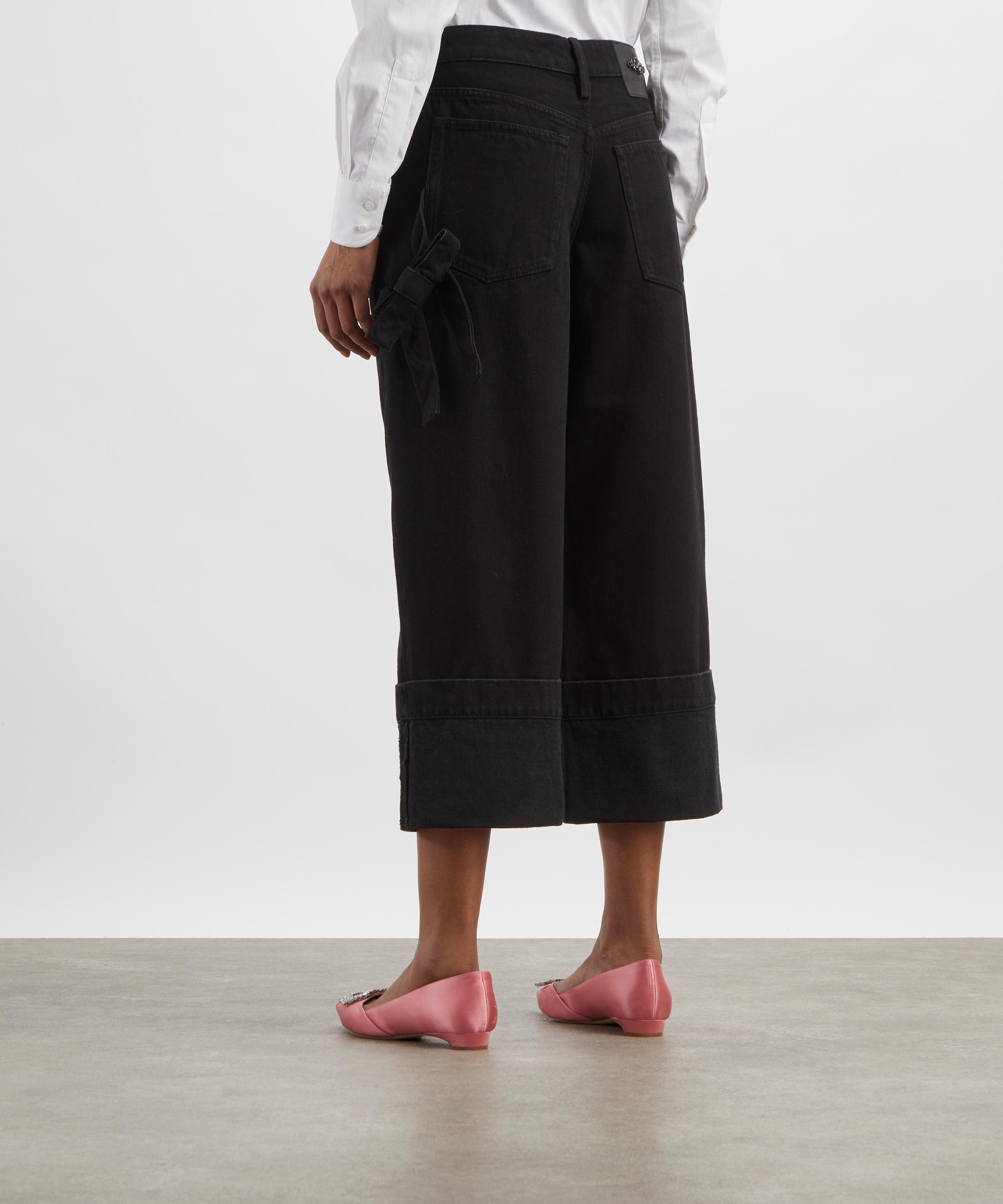 Simone Rocha - Black Turned-Up Cropped Wide-Leg Jeans image number 3