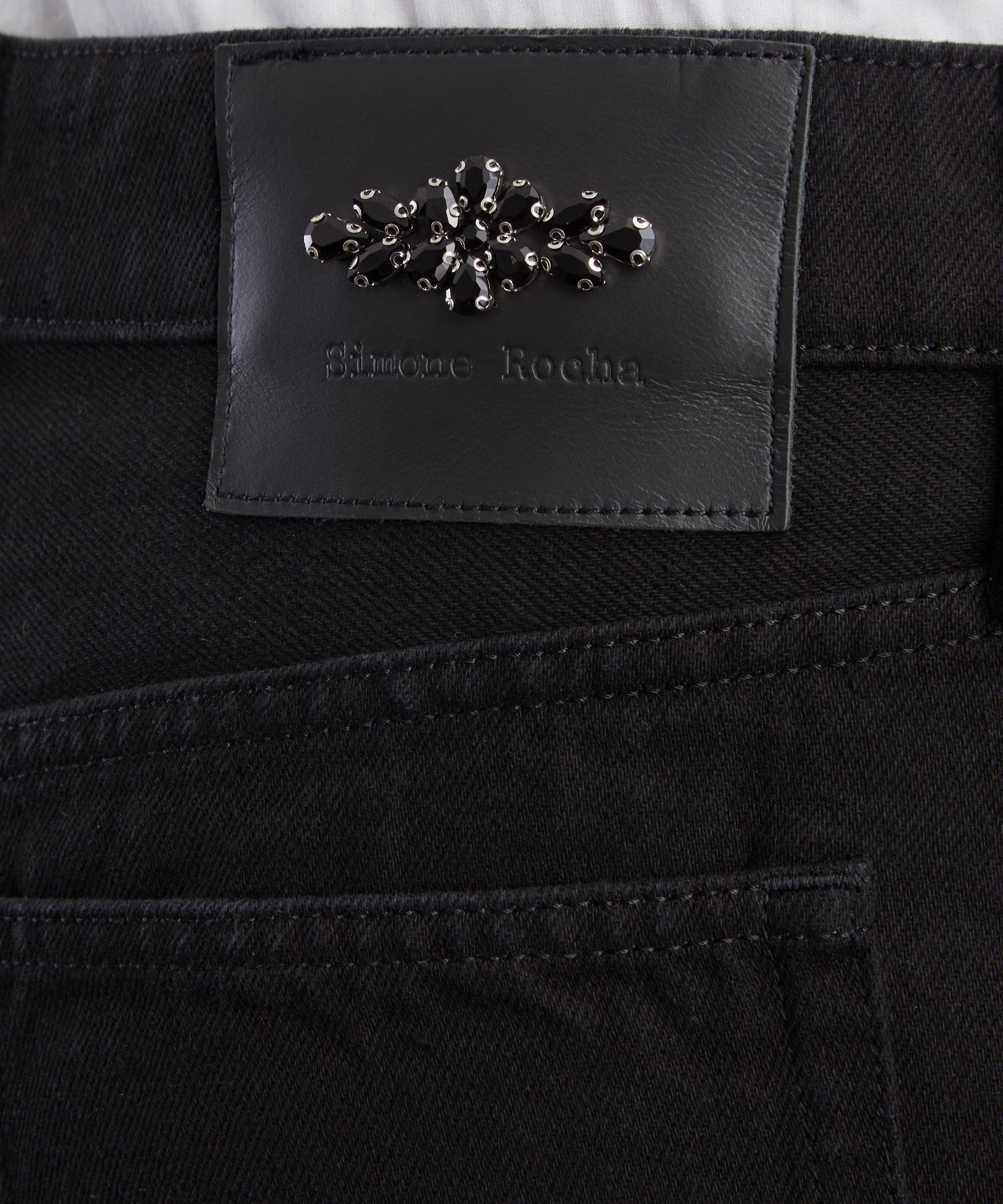 Simone Rocha - Black Turned-Up Cropped Wide-Leg Jeans image number 4