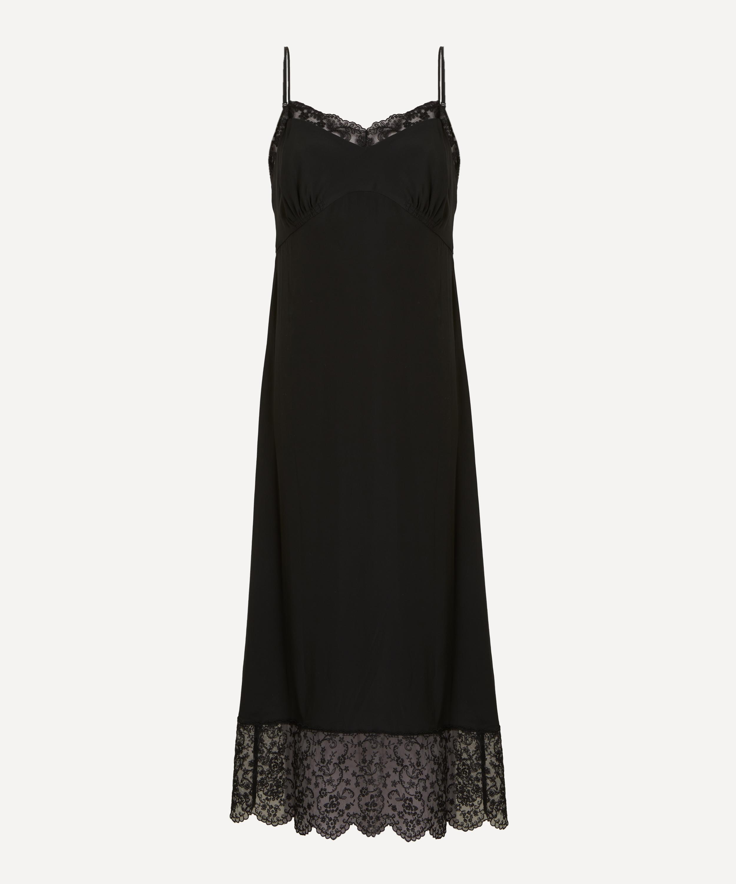 Black Lace Trim Slip Dress