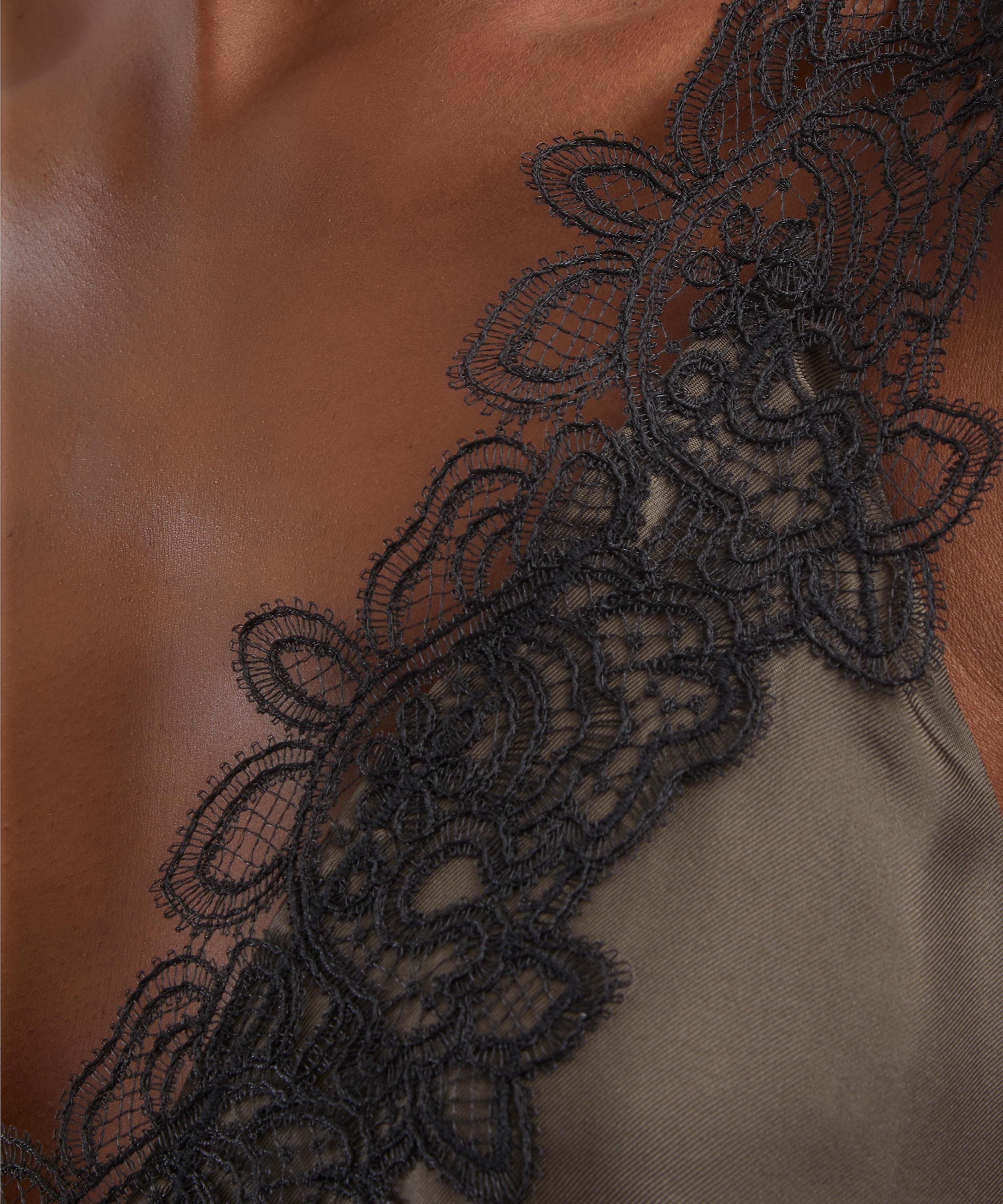 R&oacute;he - Brown V-Neck Lace Silk Slip Dress image number 4