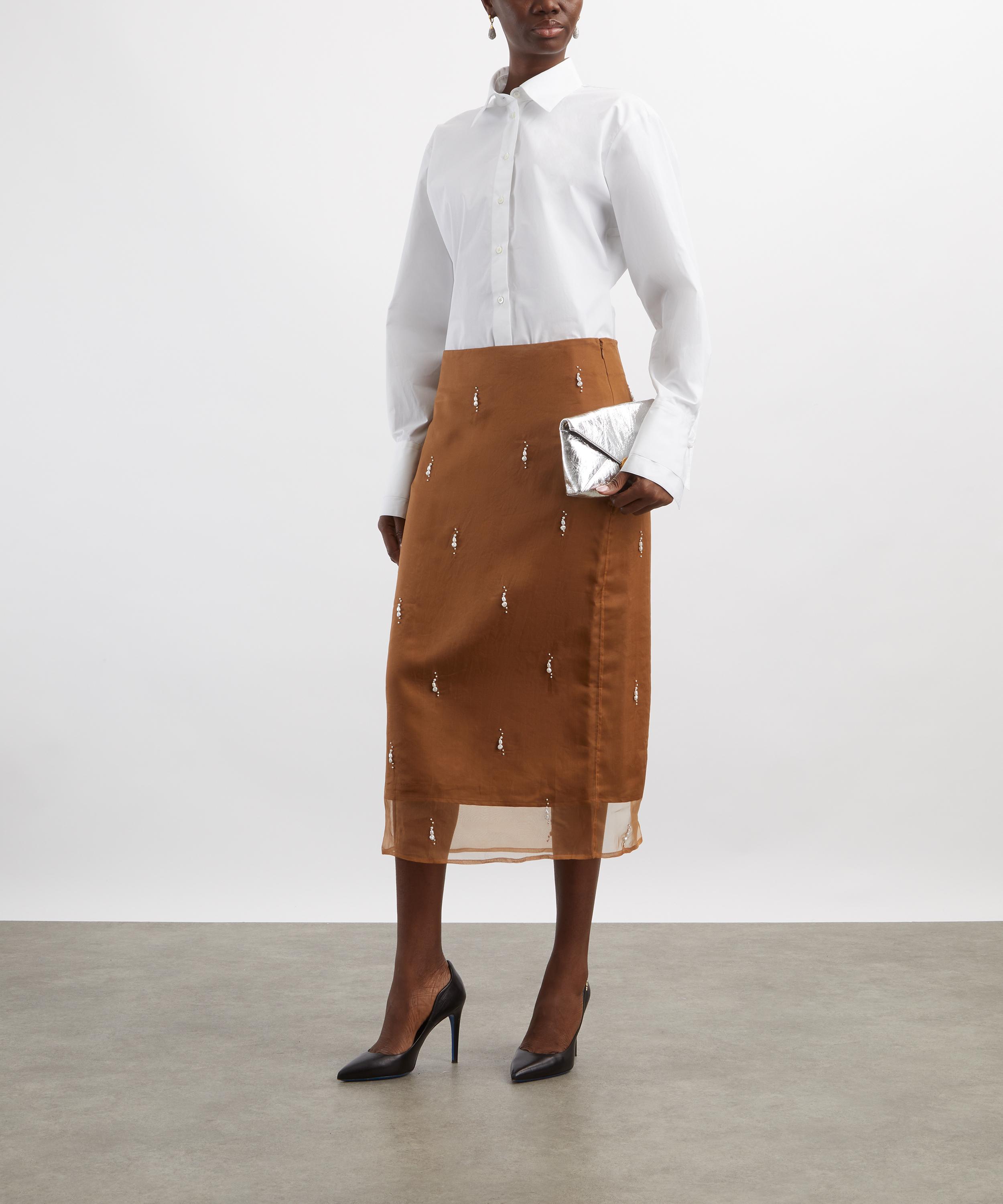 R&oacute;he - Pearl-Embellished Organza Skirt image number 1