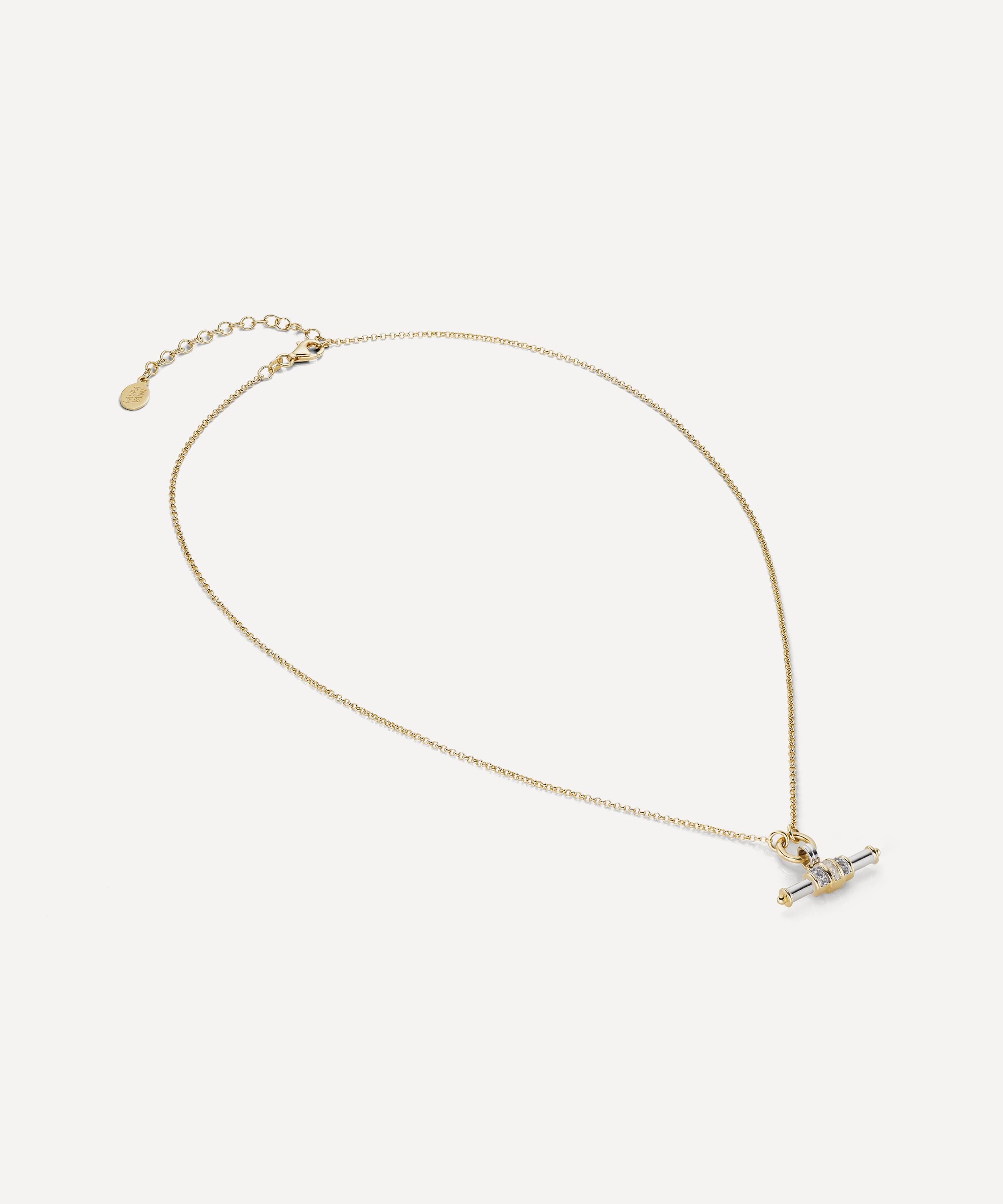 Laura Vann - Mixed Metal T-Bar Pendant Necklace image number 1