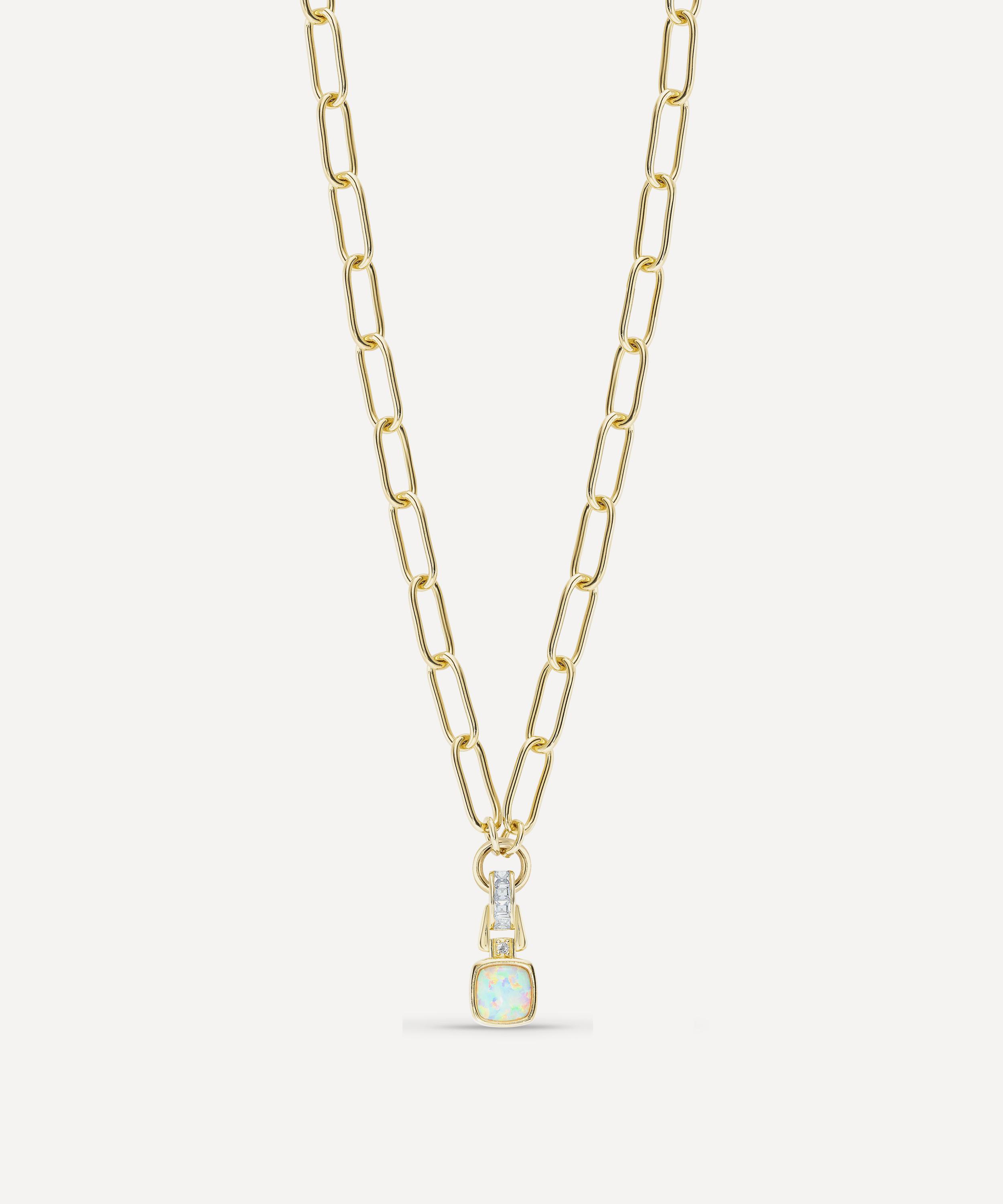 Laura Vann - 18ct Gold-Plated Synthetic Opal Paperclip Chain Necklace