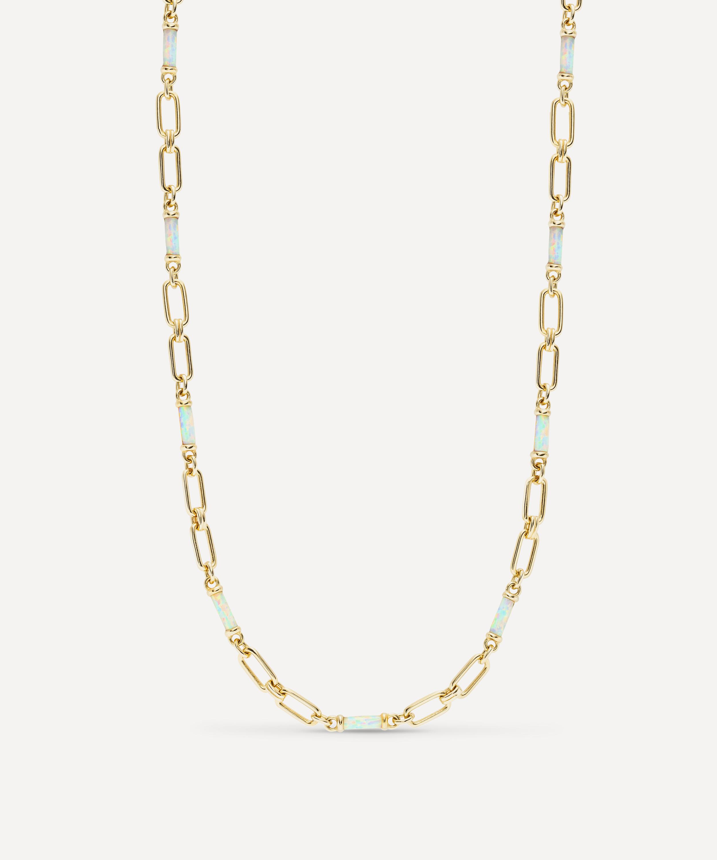 Laura Vann - 18ct Gold-Plated Synthetic Opal Chain Necklace