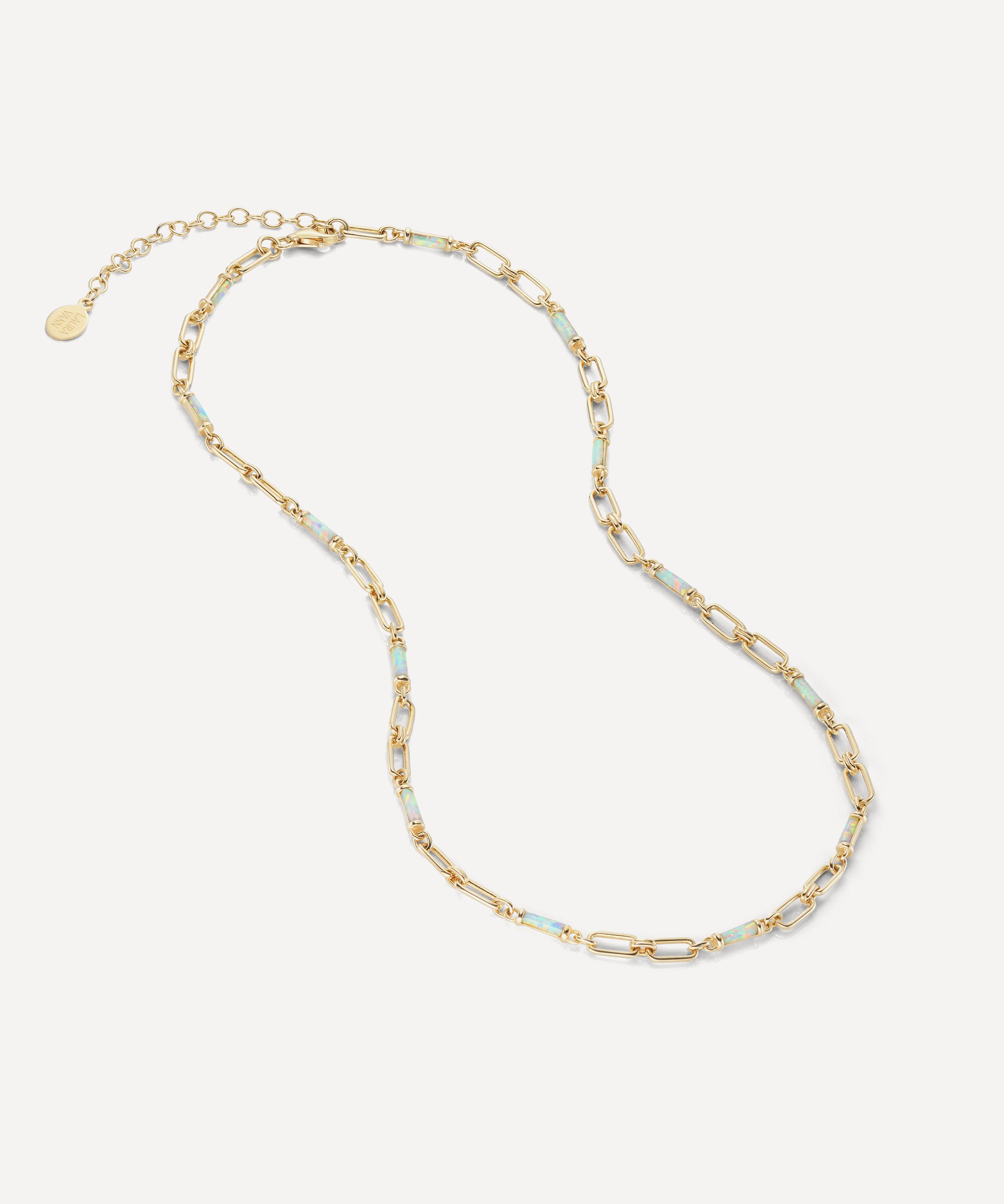 Laura Vann - 18ct Gold-Plated Synthetic Opal Chain Necklace image number 1