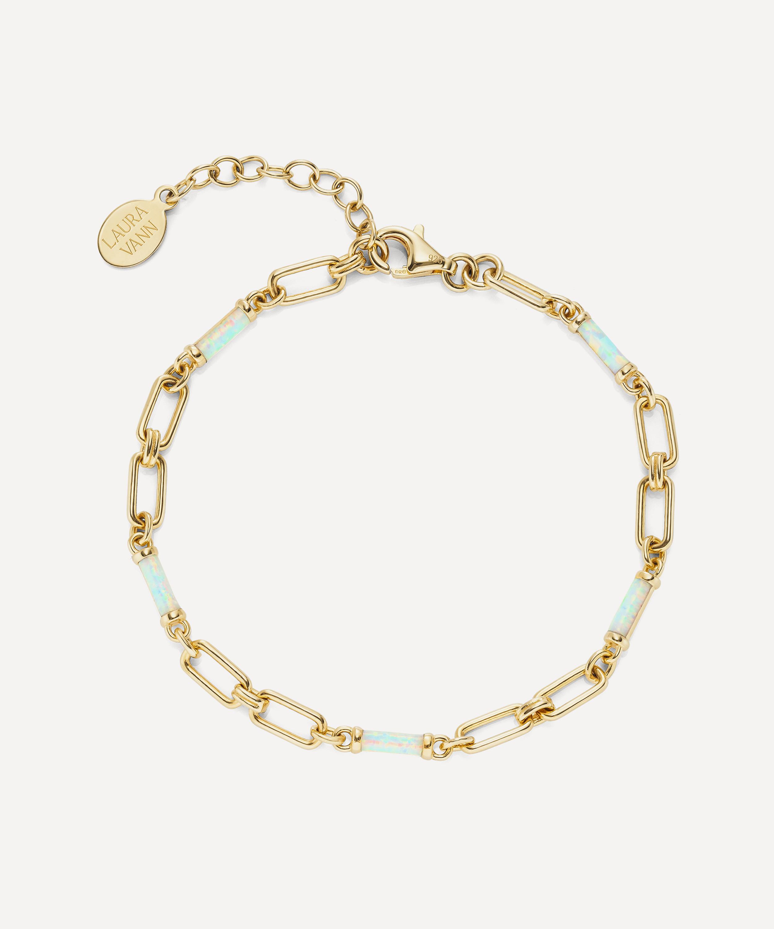 Laura Vann - 18ct Gold-Plated Synthetic Opal Chain Bracelet