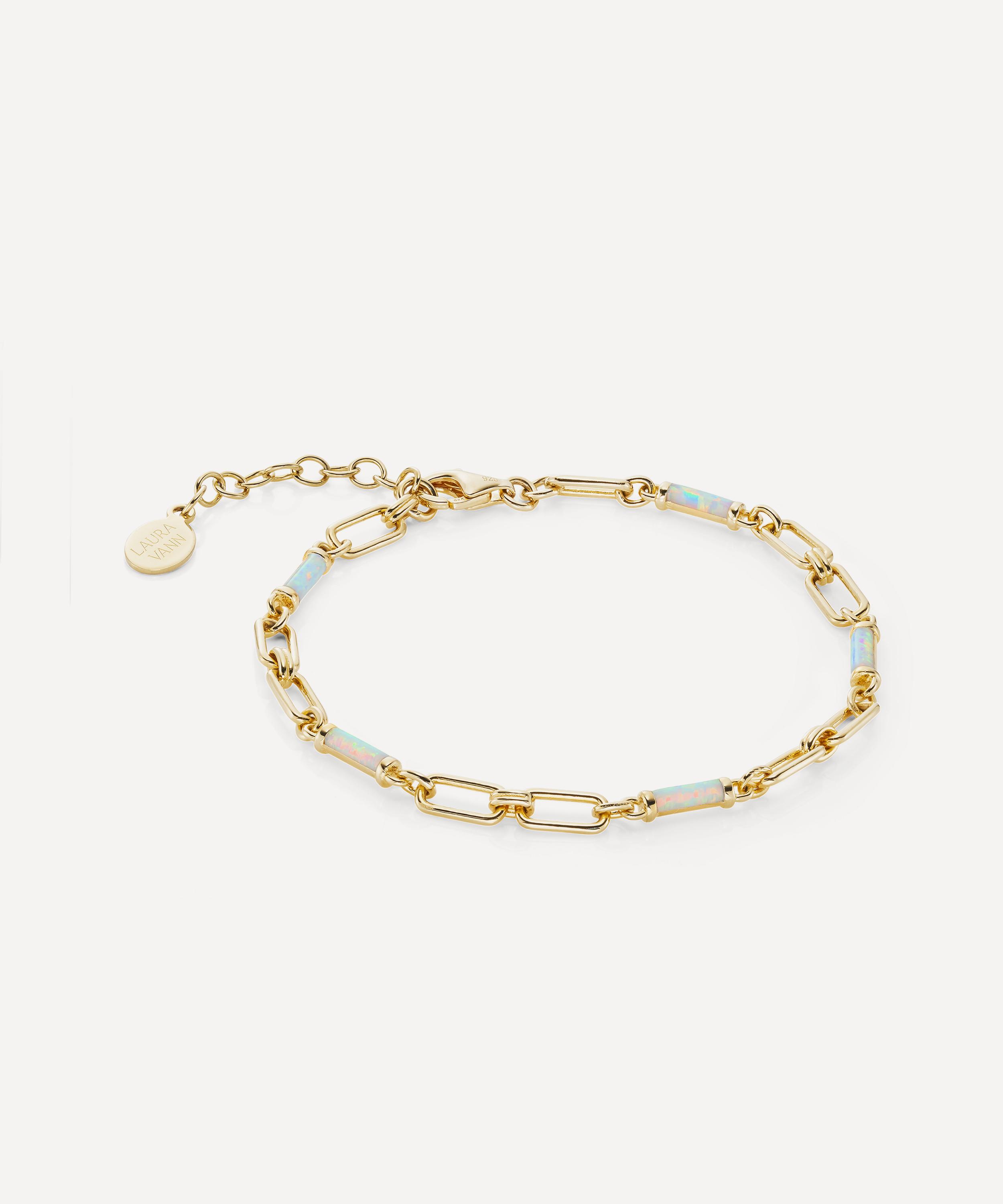 Laura Vann - 18ct Gold-Plated Synthetic Opal Chain Bracelet image number 1