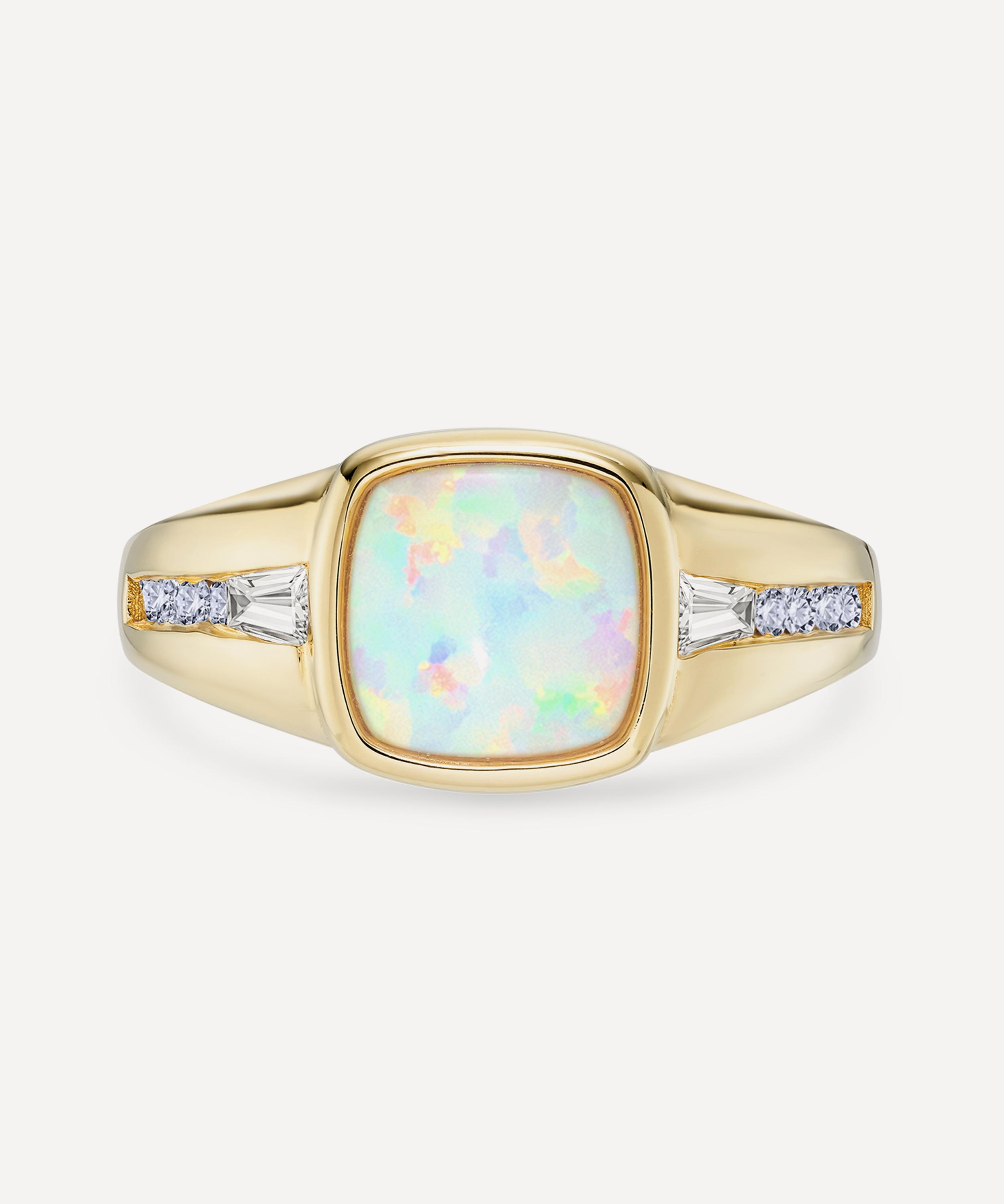 Laura Vann - 18ct Gold-Plated Vermeil Silver Synthetic Opal Signet Ring
