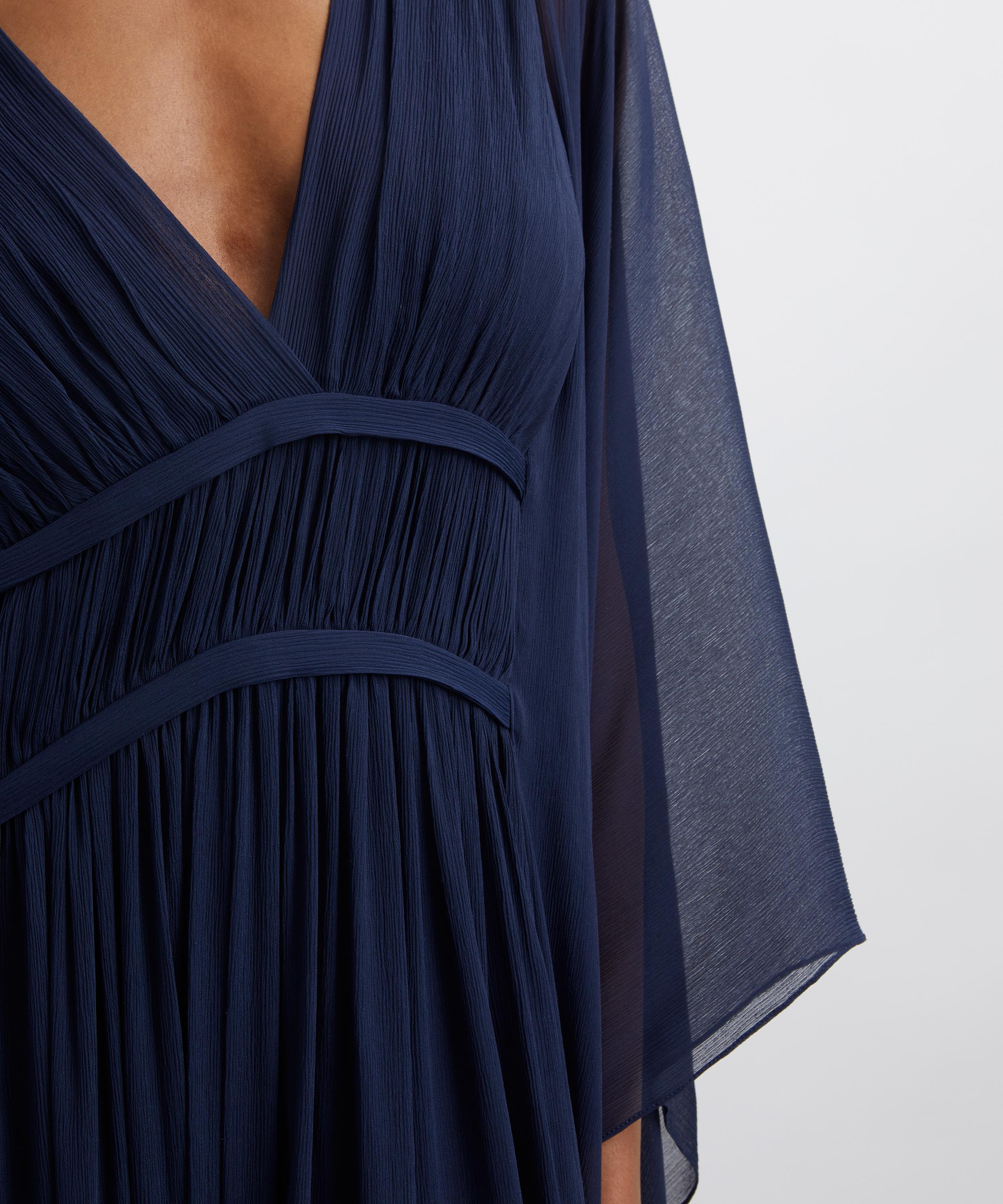 Alberta Ferretti - Navy Silk Creponne Evening Dress image number 4