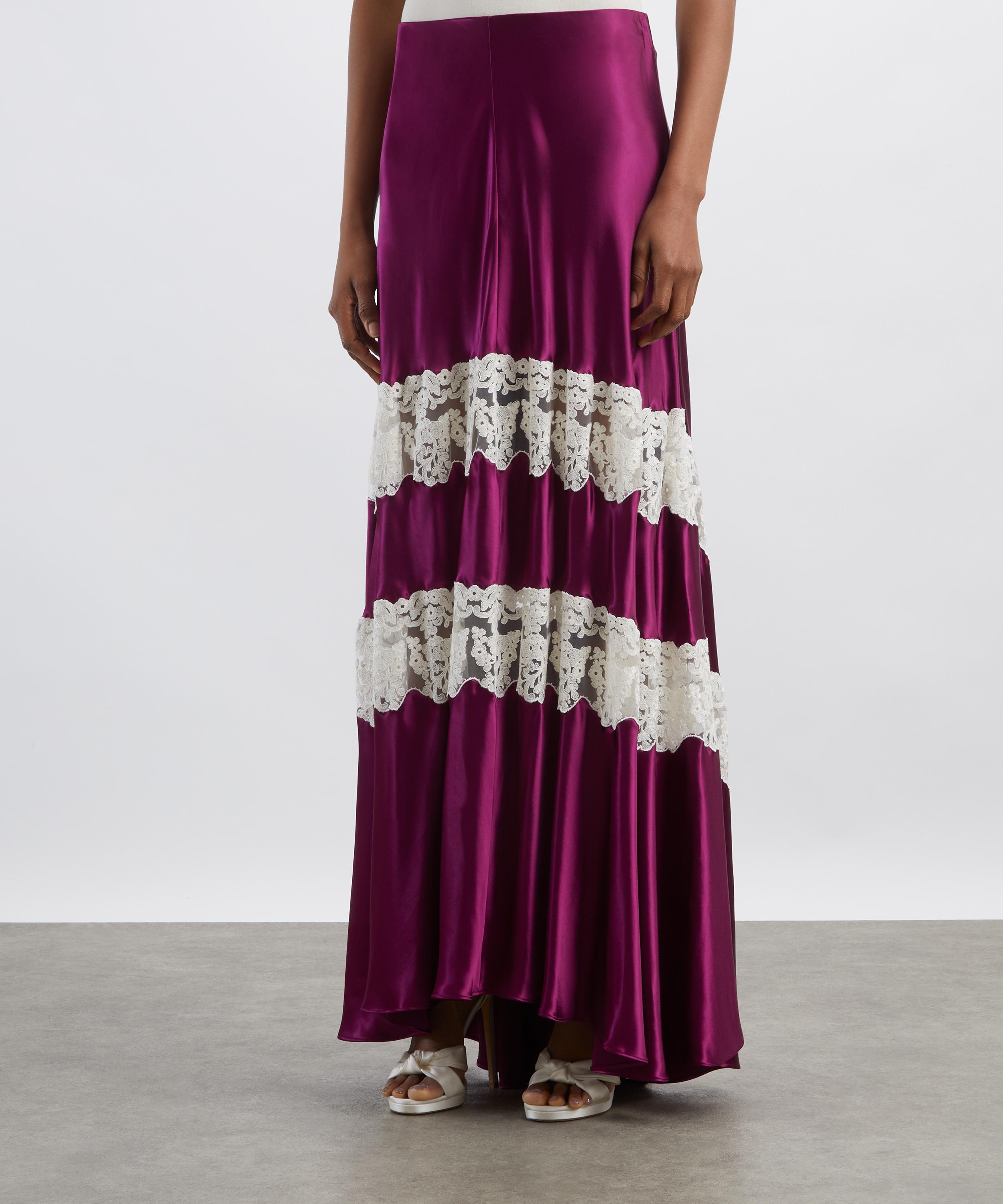 Alberta Ferretti - Purple Satin Skirt with Lace Inserts image number 2