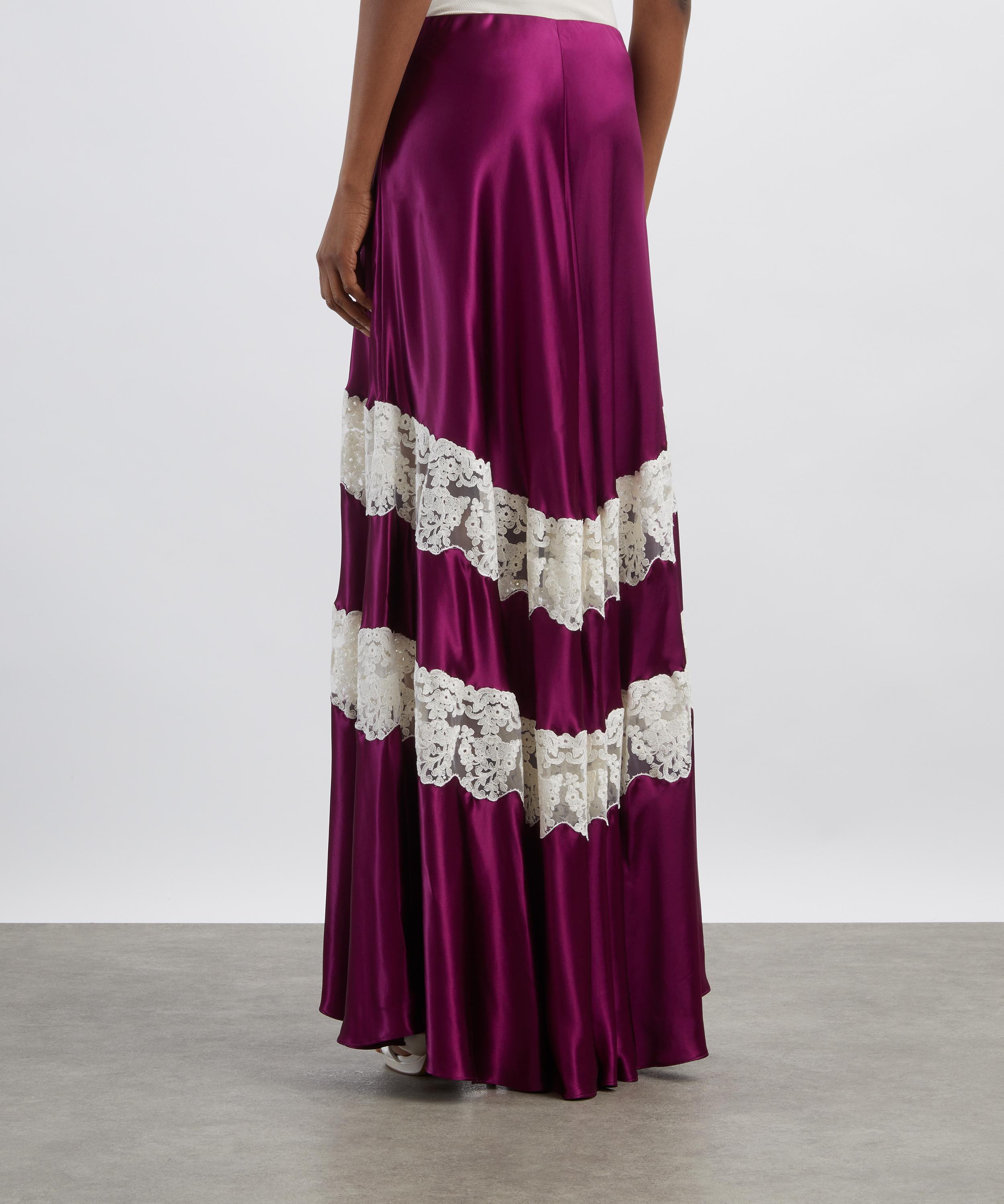 Alberta Ferretti - Purple Satin Skirt with Lace Inserts image number 3